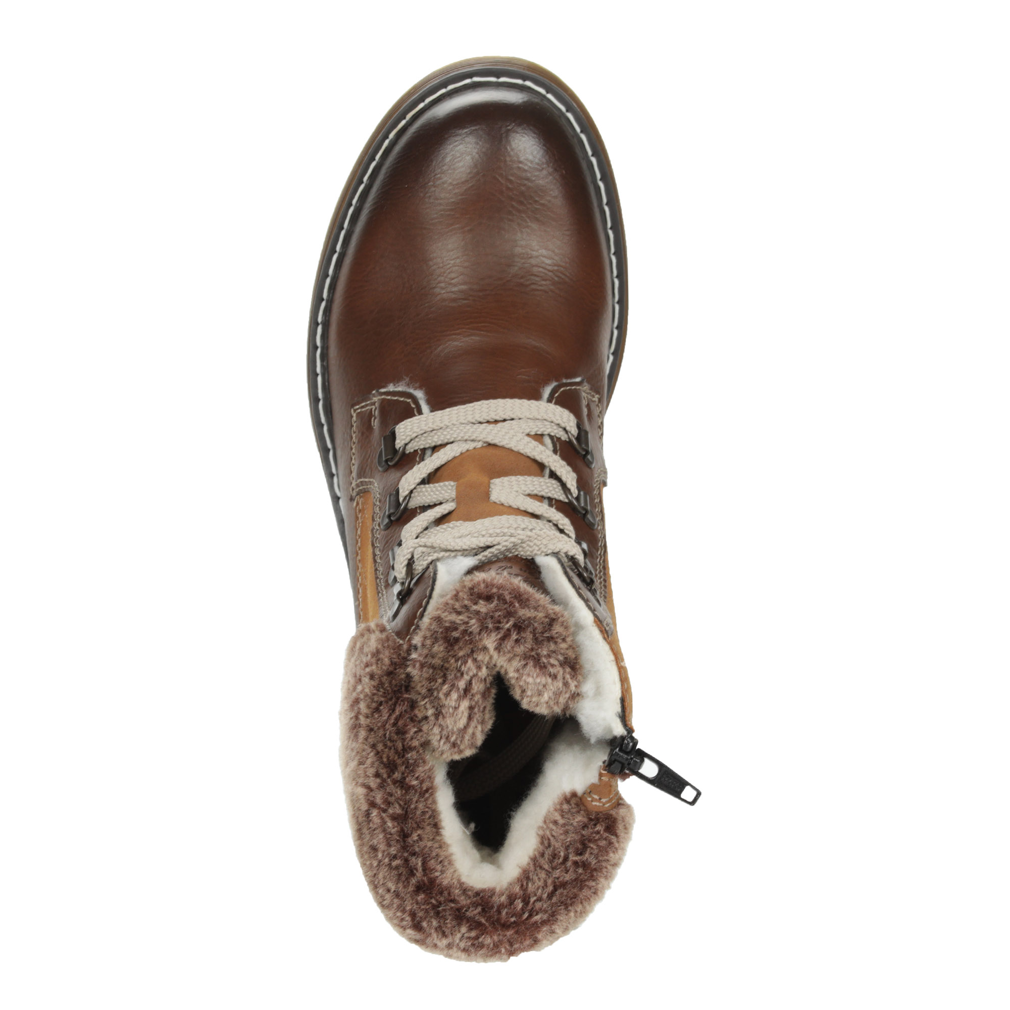 Коричневые ботинки из экокожи на подкладке из искусственной шерсти утолщенной подошве Rieker, размер 36, цвет коричневый - фото 7
