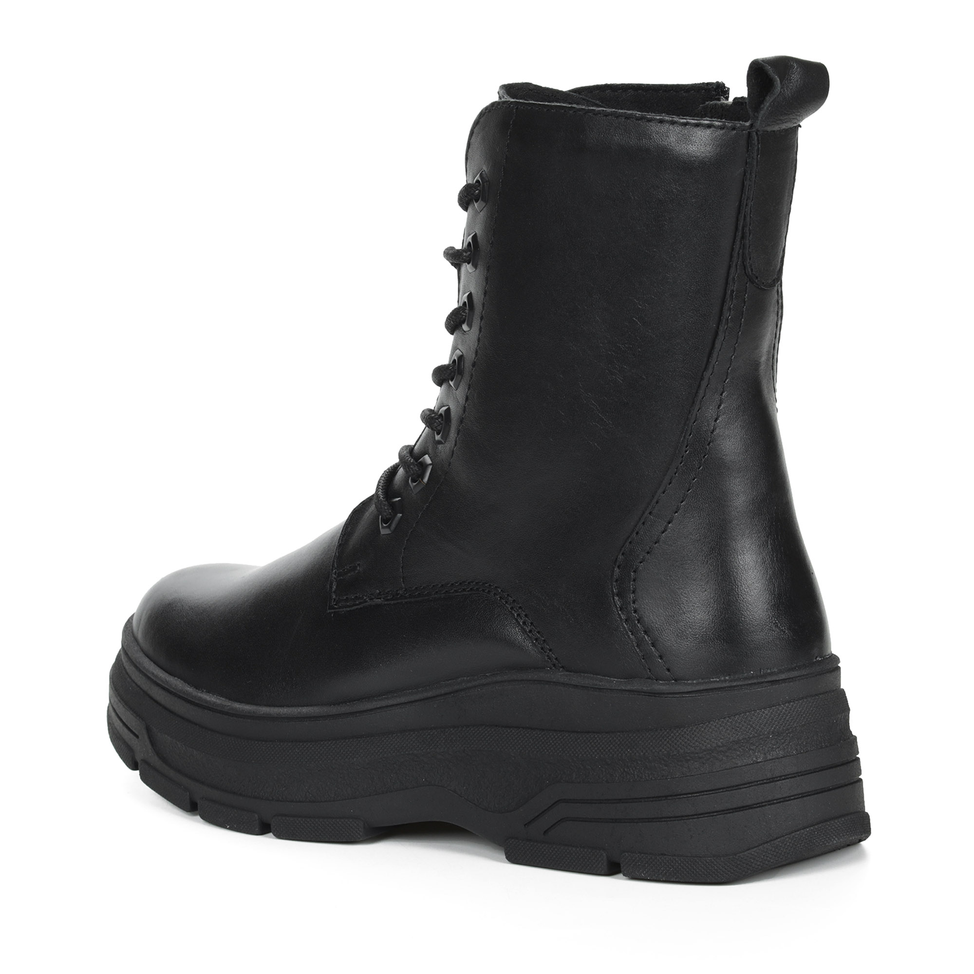 Черные ботинки на шнурках из кожи на подкладке из натуральной шерсти на тракторной подошве MARCO TOZZI PREMIO, размер 38, цвет черный - фото 5
