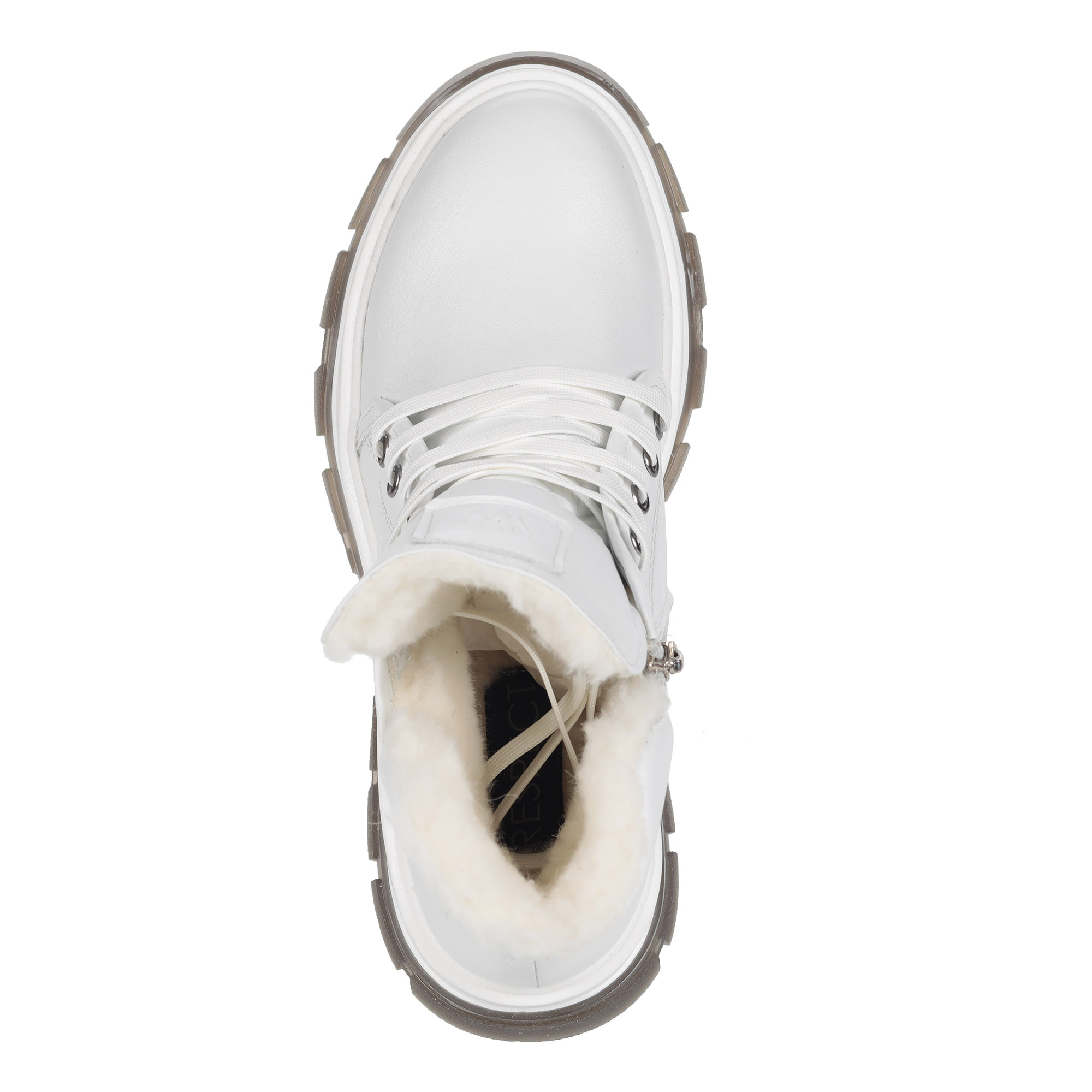 Белые ботинки из кожи на шнуровке Respect, размер 41, цвет белый - фото 4