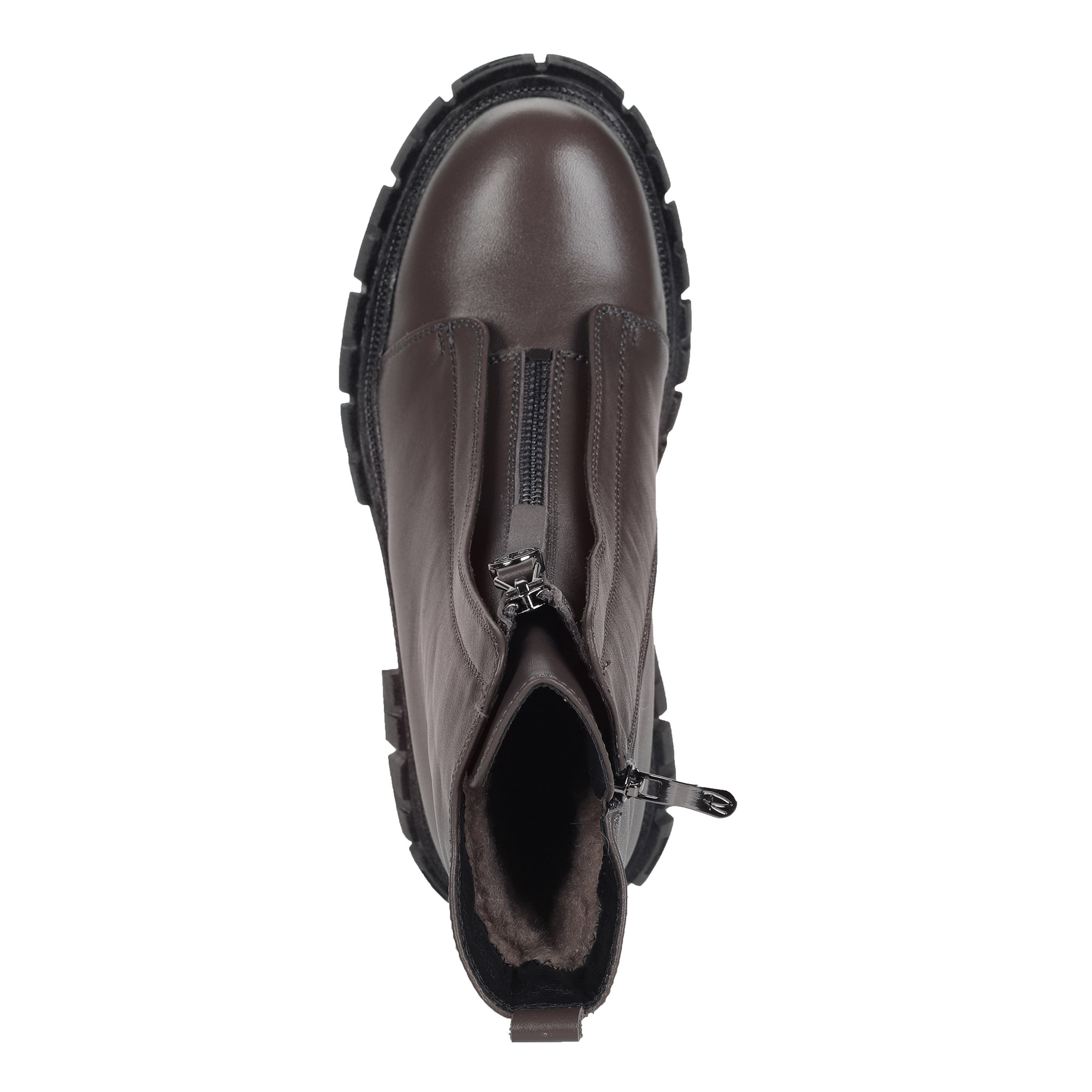 Серые ботинки из кожи на подкладке из натуральной шерсти на молнии и тракторной подошве Respect, размер 41, цвет серый - фото 6