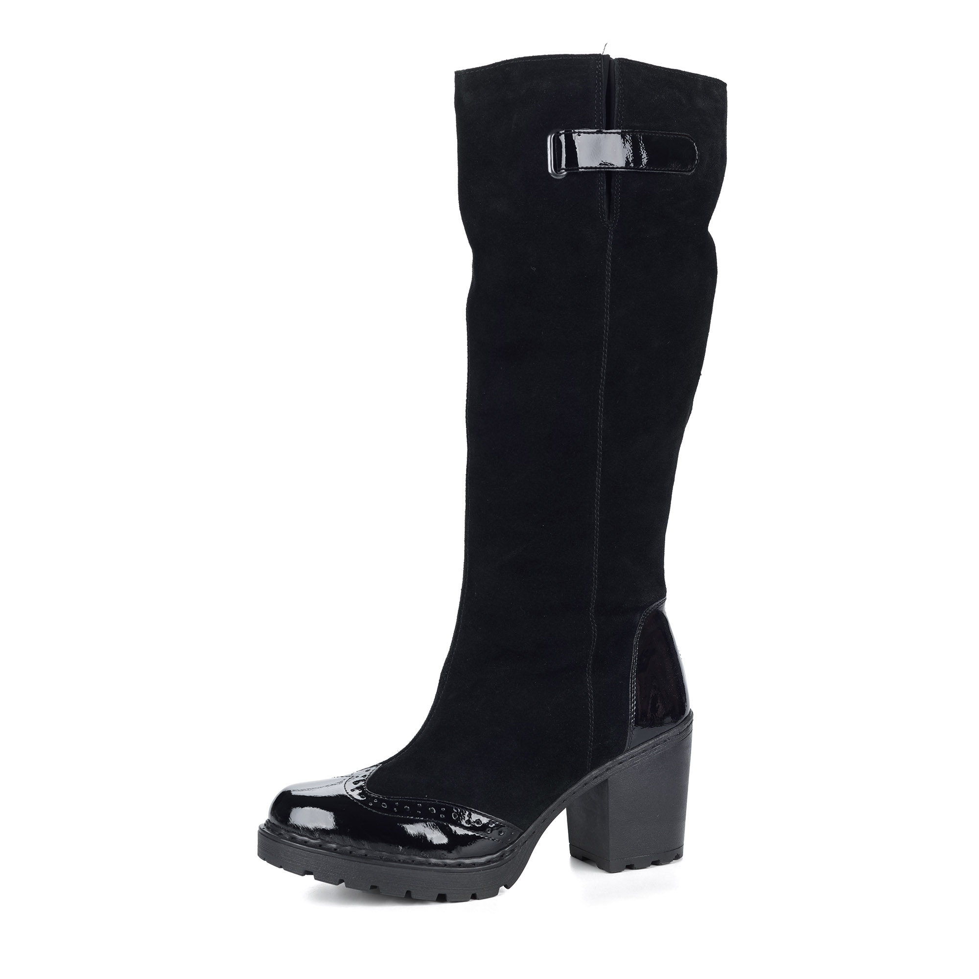 Черные сапоги из велюра на каблуке Rieker, размер 41, цвет черный - фото 1