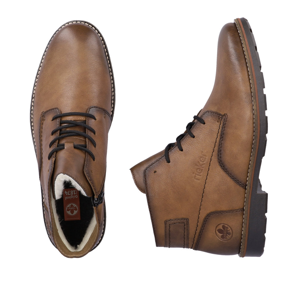Коричневые утепленные ботинки из кожи и экокожи Rieker, цвет коричневый - фото 10