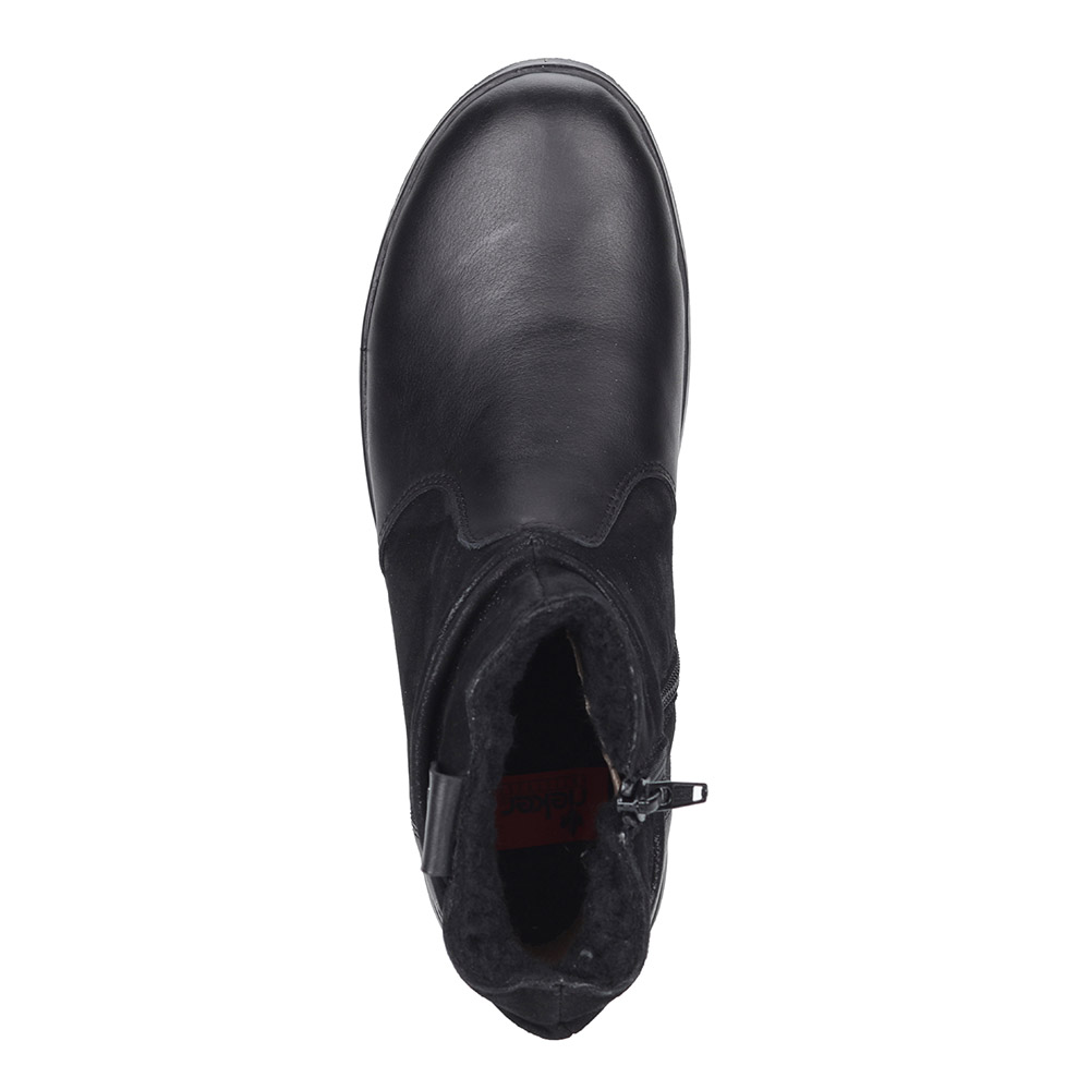 фото Комбинированные ботинки без шнуровки в черном цвете rieker
