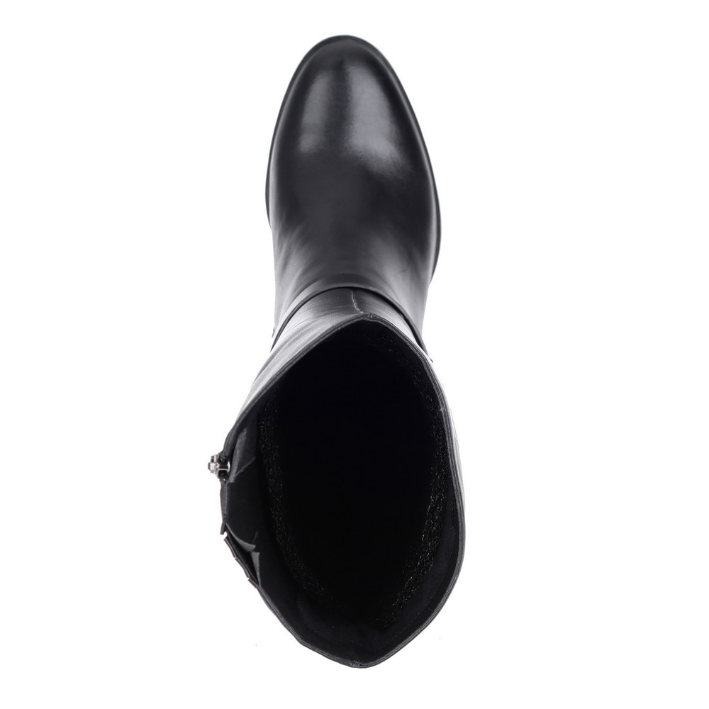 фото Черные кожаные сапоги на высоком каблуке respect
