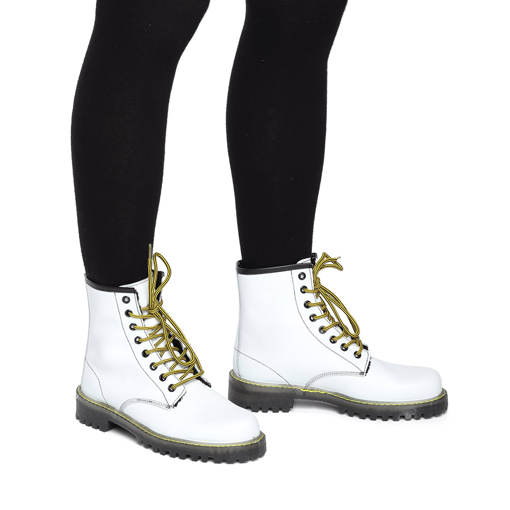 Белые ботинки на шнуровке из кожи от Respect-shoes