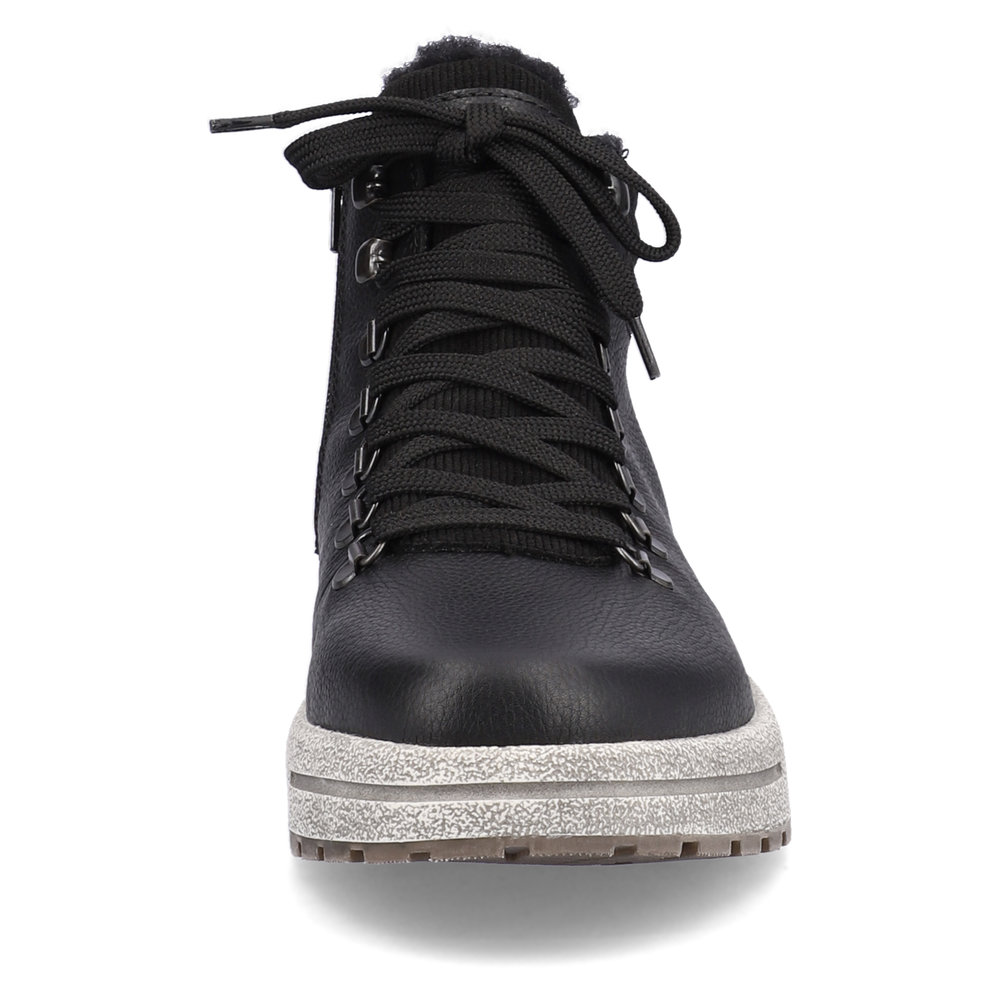 Черные утепленные ботинки из кожи и текстиля Rieker, цвет черный - фото 7