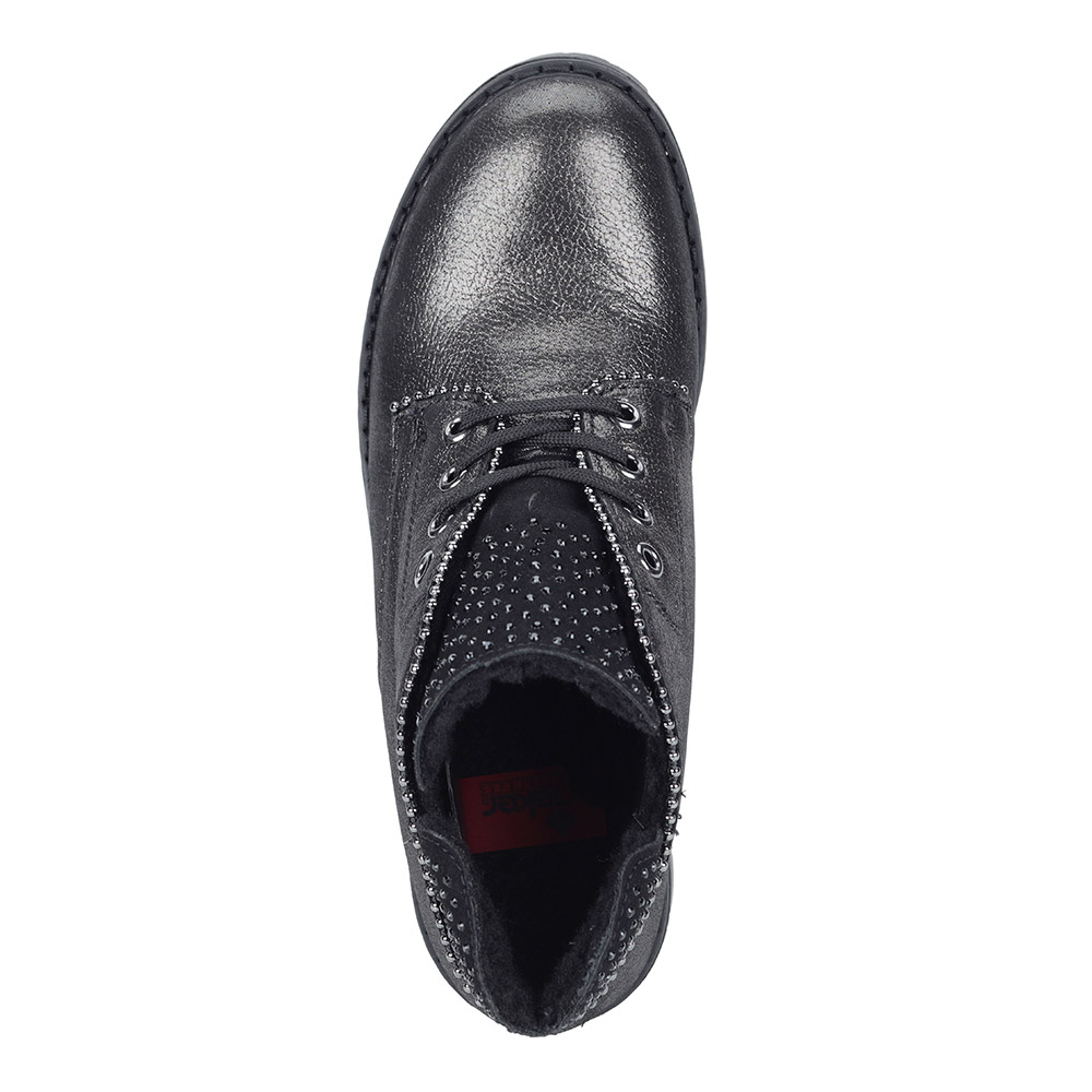 Черные ботинки из кожи на шнуровке Rieker, размер 38, цвет черный - фото 5