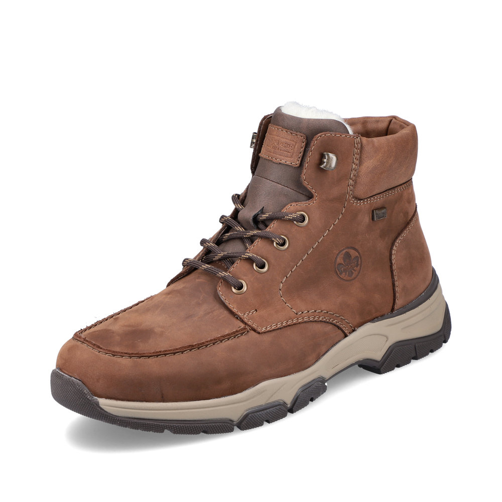 Коричневые ботинки из комбинированных материалов на подкладке из шерсти Rieker, цвет коричневый - фото 8