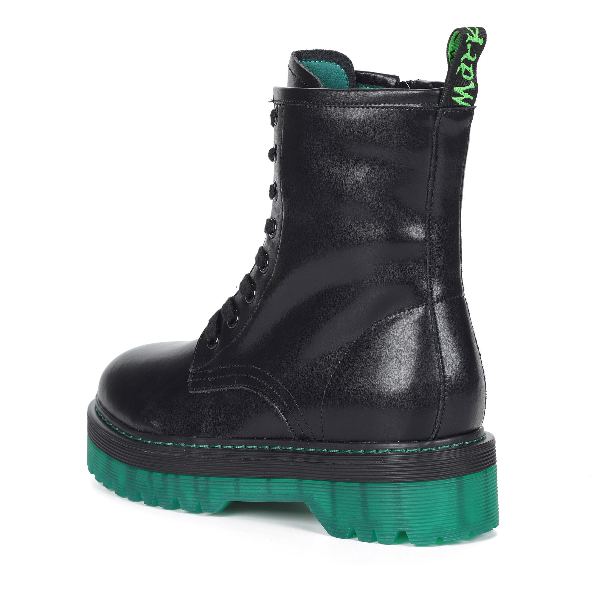 Черные ботинки из кожи на подкладке из натуральной шерсти на зеленой подошве Respect, размер 37, цвет черный - фото 4