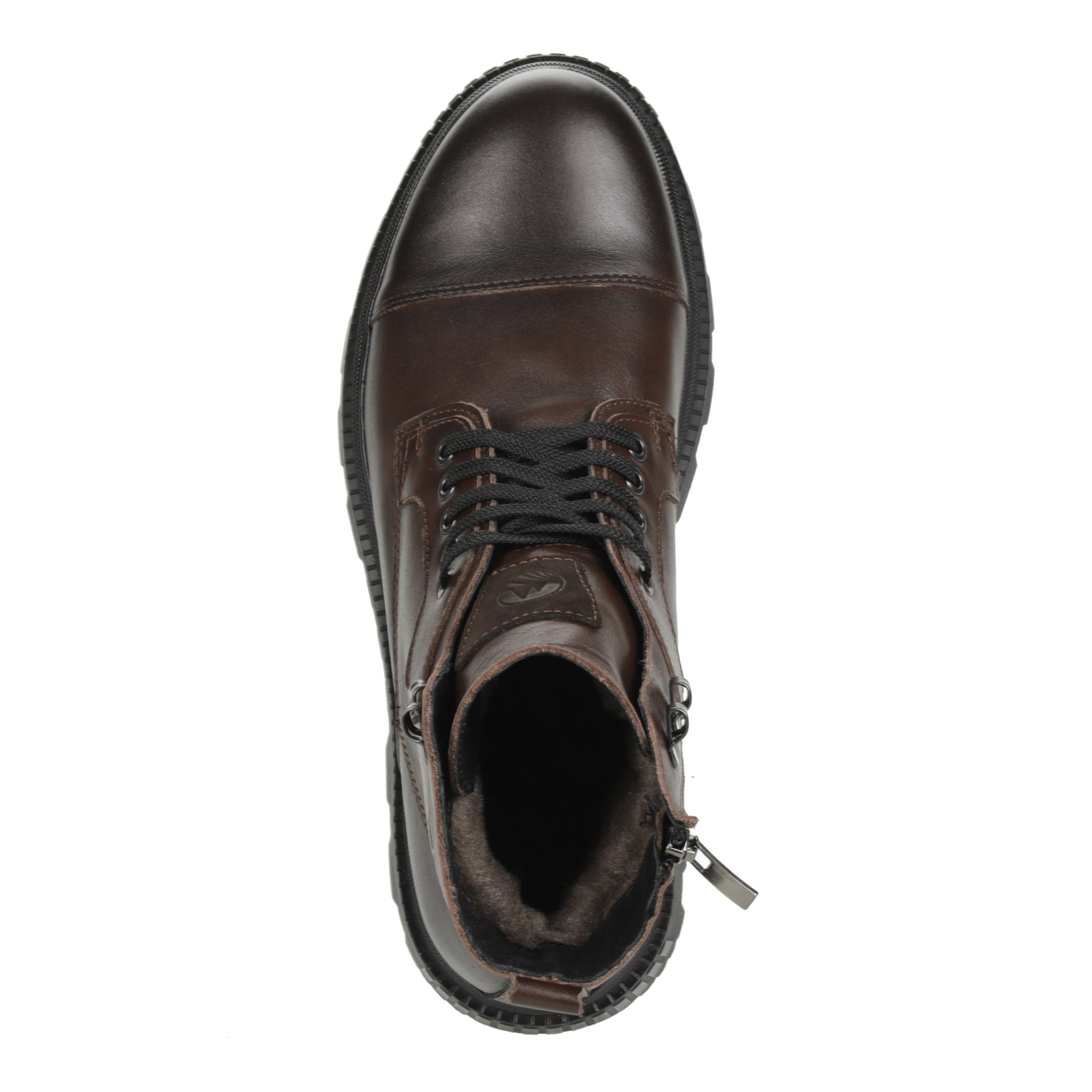 Коричневые ботинки из кожи на подкладке из натуральной шерсти на тракторной подошве Respect, размер 45, цвет коричневый - фото 6