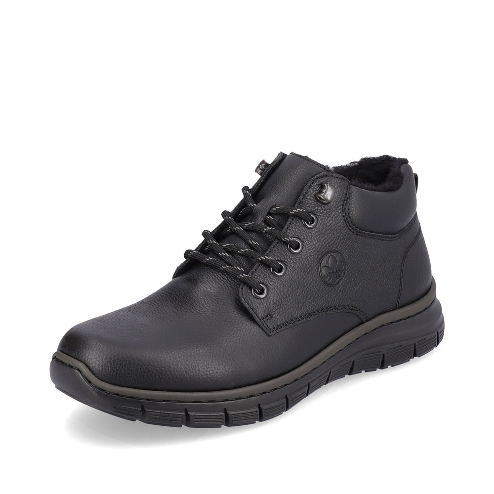 Черные утепленные ботинки из кожи и экокожи Rieker, цвет черный - фото 3