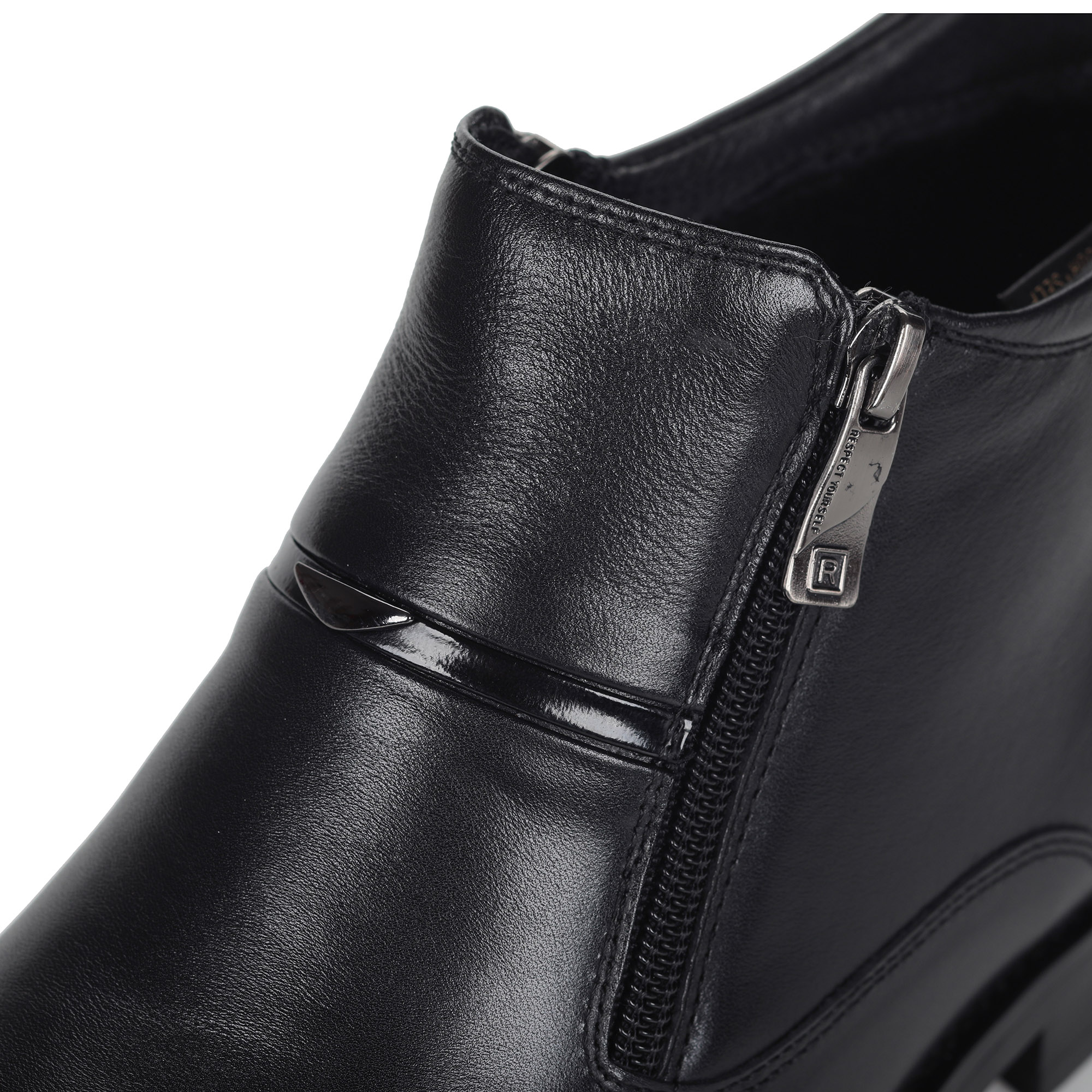 Черные ботинки на молнии из кожи на подкладке из натурального меха Respect, размер 41, цвет черный - фото 5