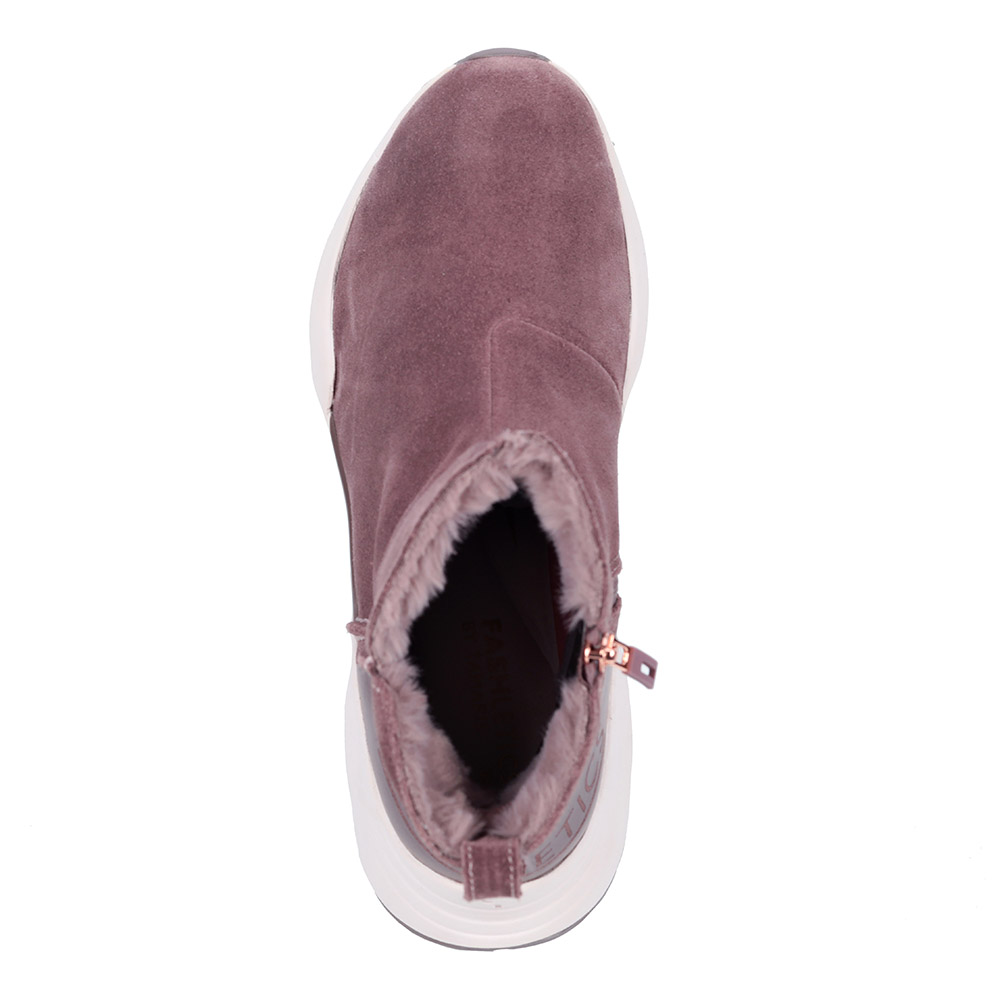 Темно-розовые ботинки из велюра на утолщенной подошве Tamaris, размер 39, цвет розовый - фото 5