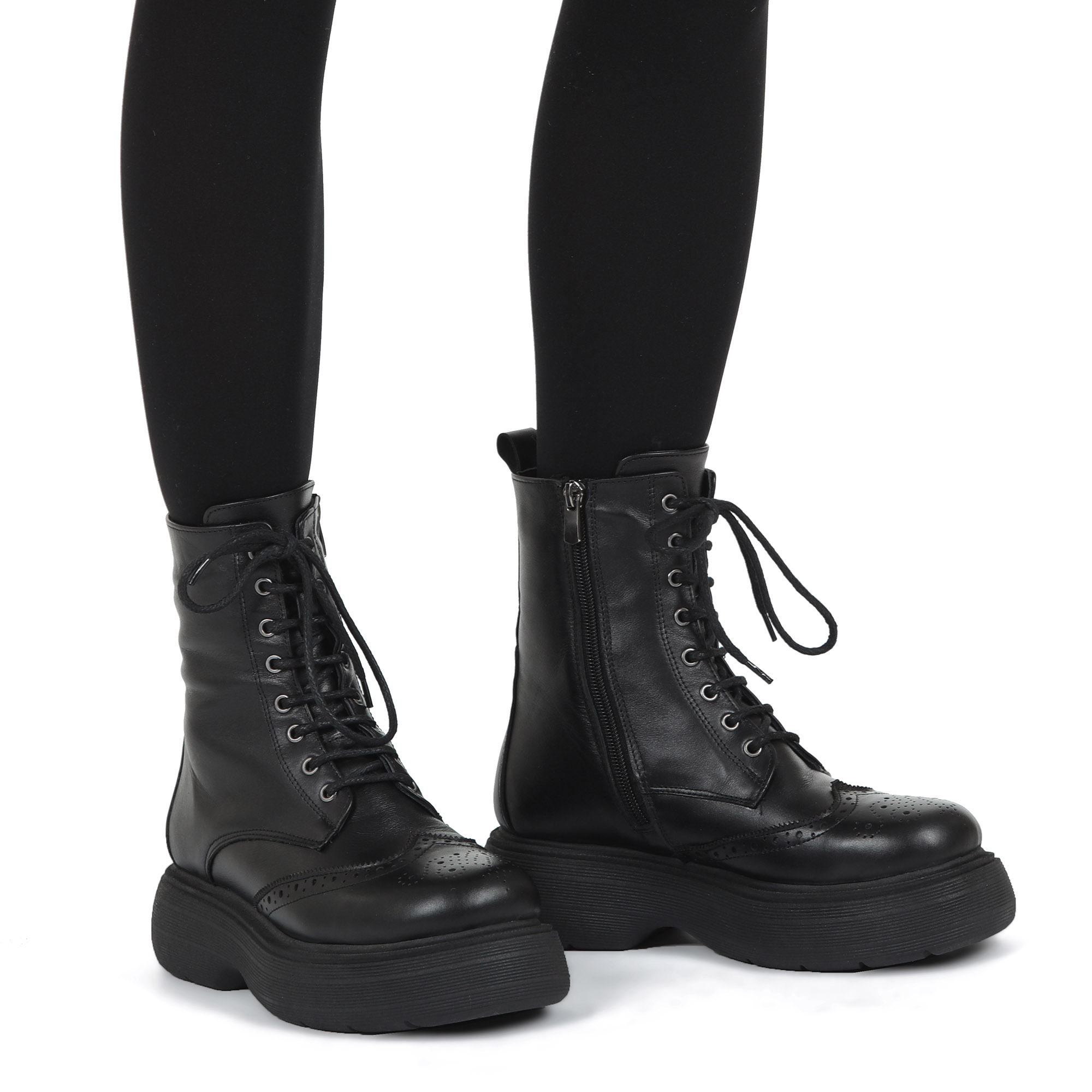 Черные ботинки из кожи на подкладке из натурального меха на утолщенной подошве CorsoComo, размер 38, цвет черный - фото 2