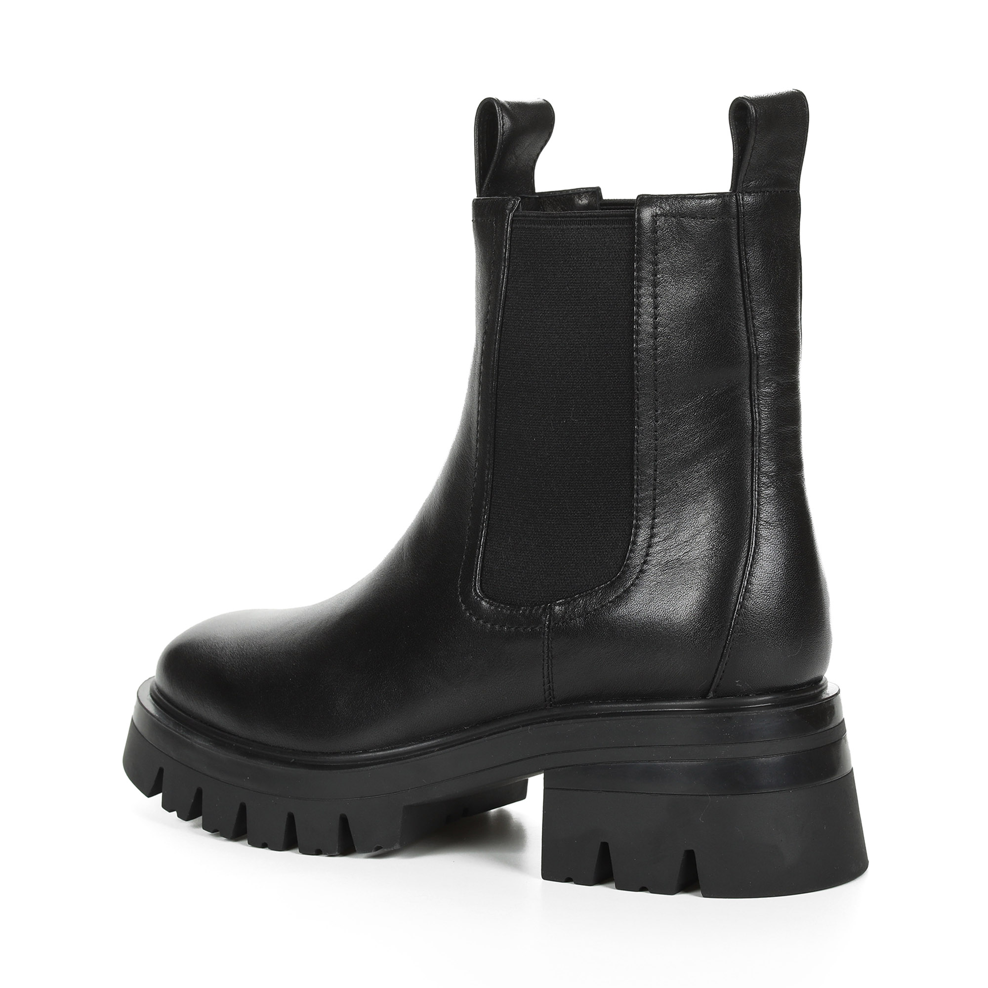 Черные ботинки челси из кожи на подкладке из натуральной шерсти на тракторной подошве с квадратным каблуком CorsoComo, цвет черный - фото 5