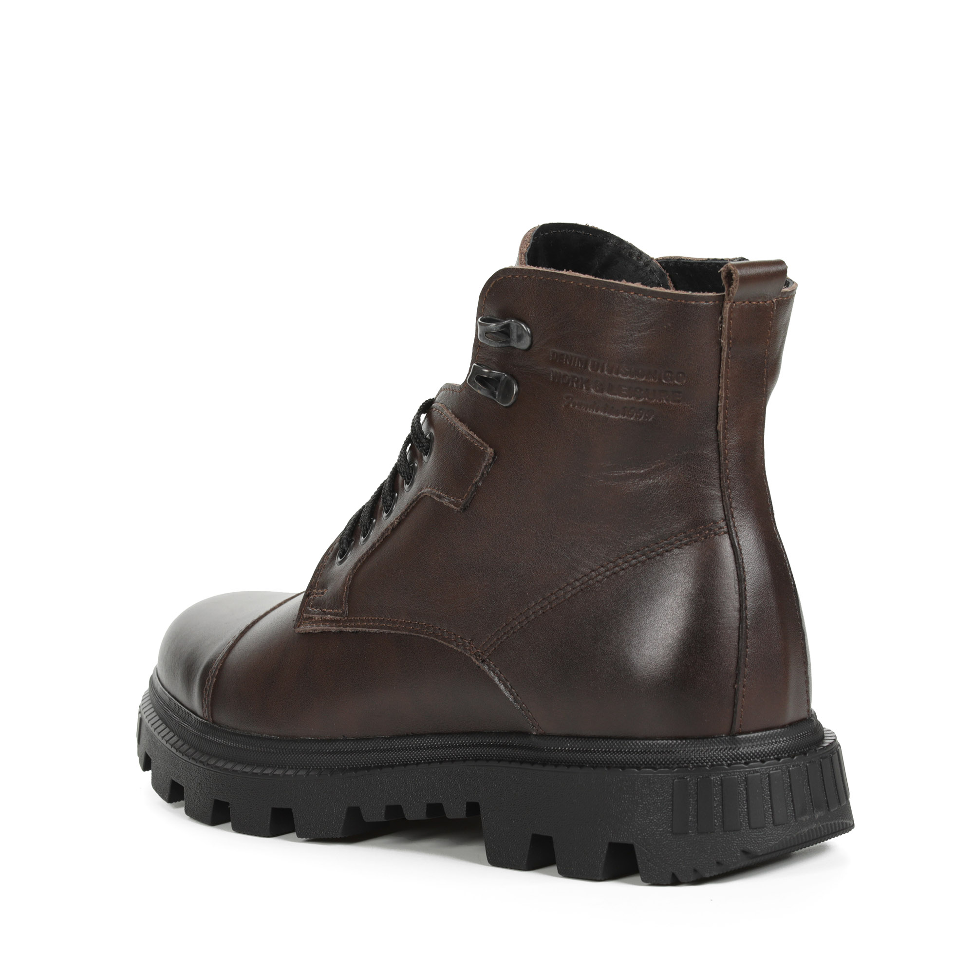 Коричневые ботинки из кожи на подкладке из натуральной шерсти на тракторной подошве Respect, размер 45, цвет коричневый - фото 4