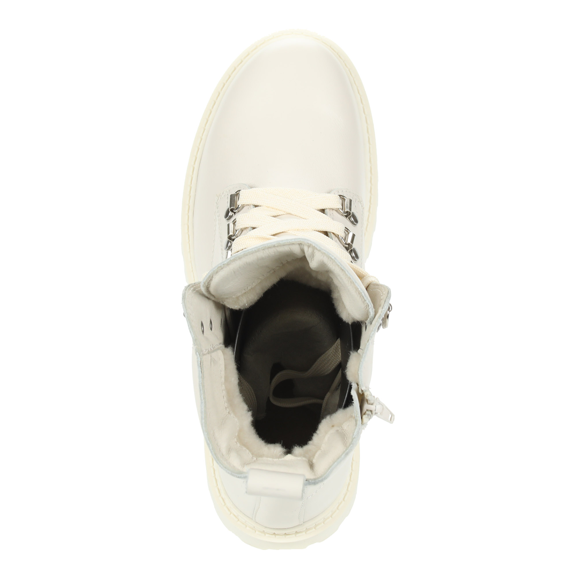 Белые ботинки из кожи на шнуровке на подкладке из натуральной шерсти на тракторной подошве RIVERI, размер 41, цвет белый - фото 6