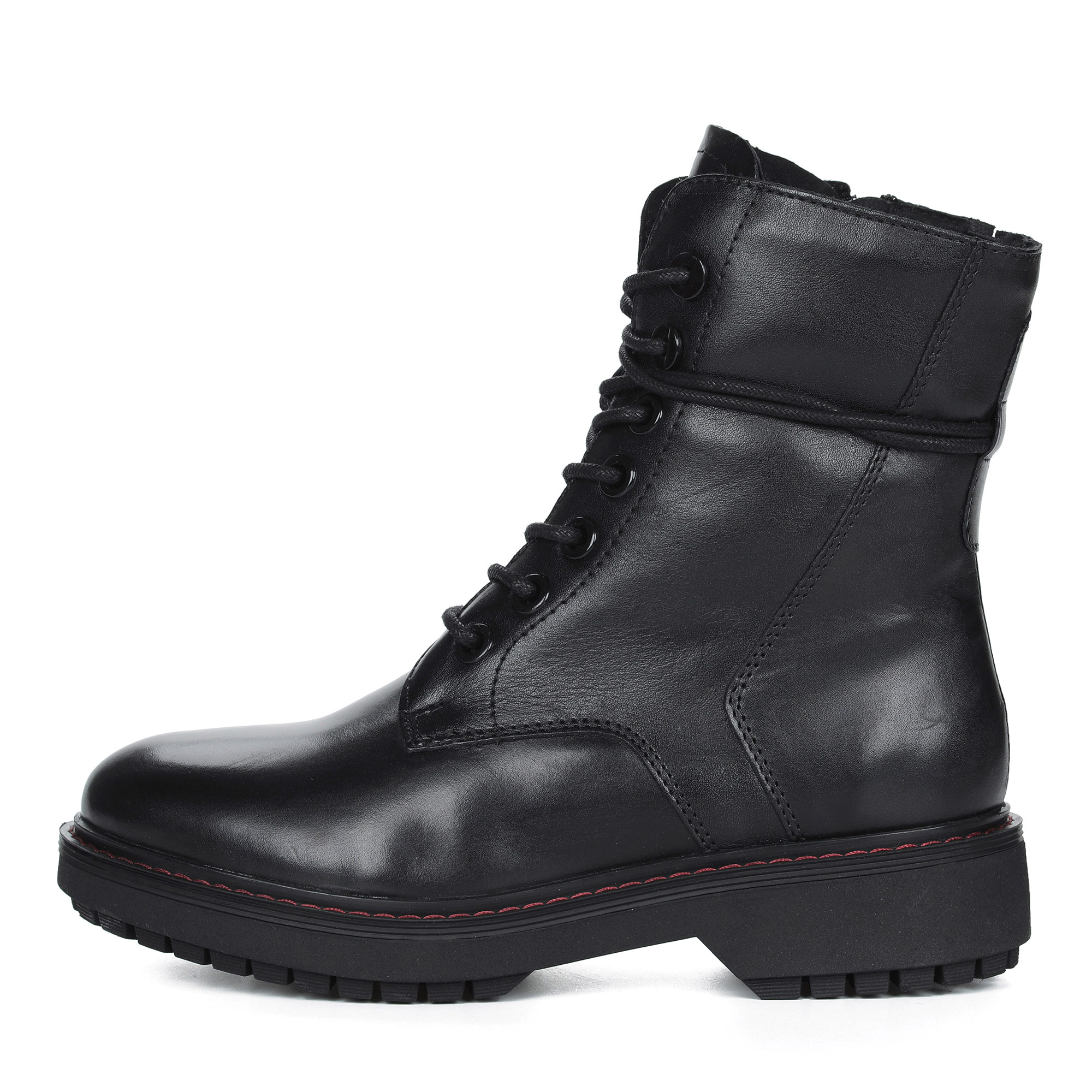 Черные ботинки на шнурках из кожи на подкладке из натуральной шерсти на тракторной подошве MARCO TOZZI PREMIO, размер 38, цвет черный - фото 2