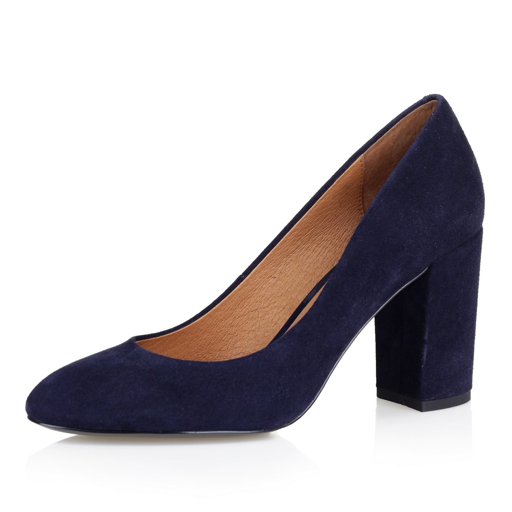 

Синие лодочки на устойчивом каблуке, Син.