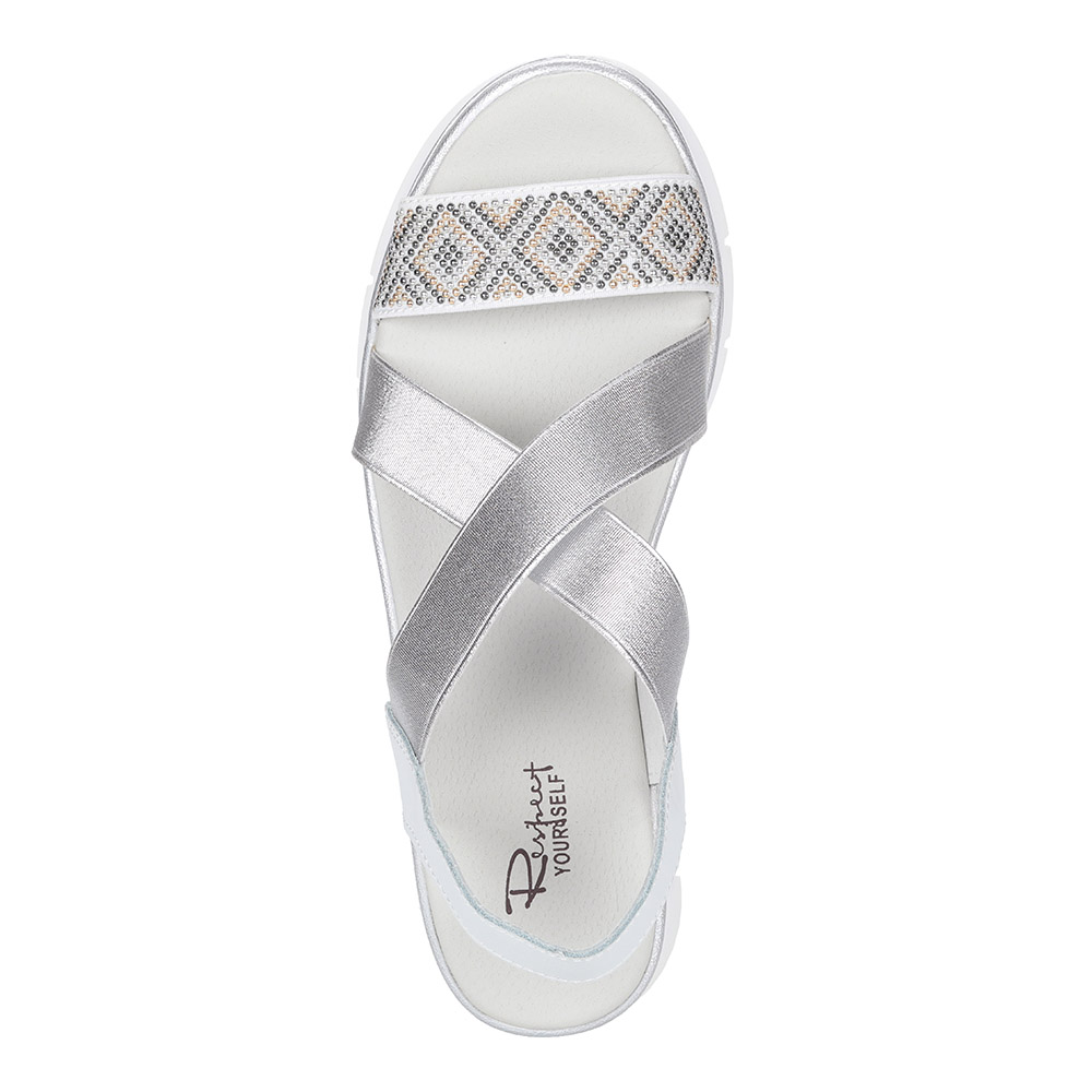 Серебристые сандалии на белой подошве от Respect-shoes