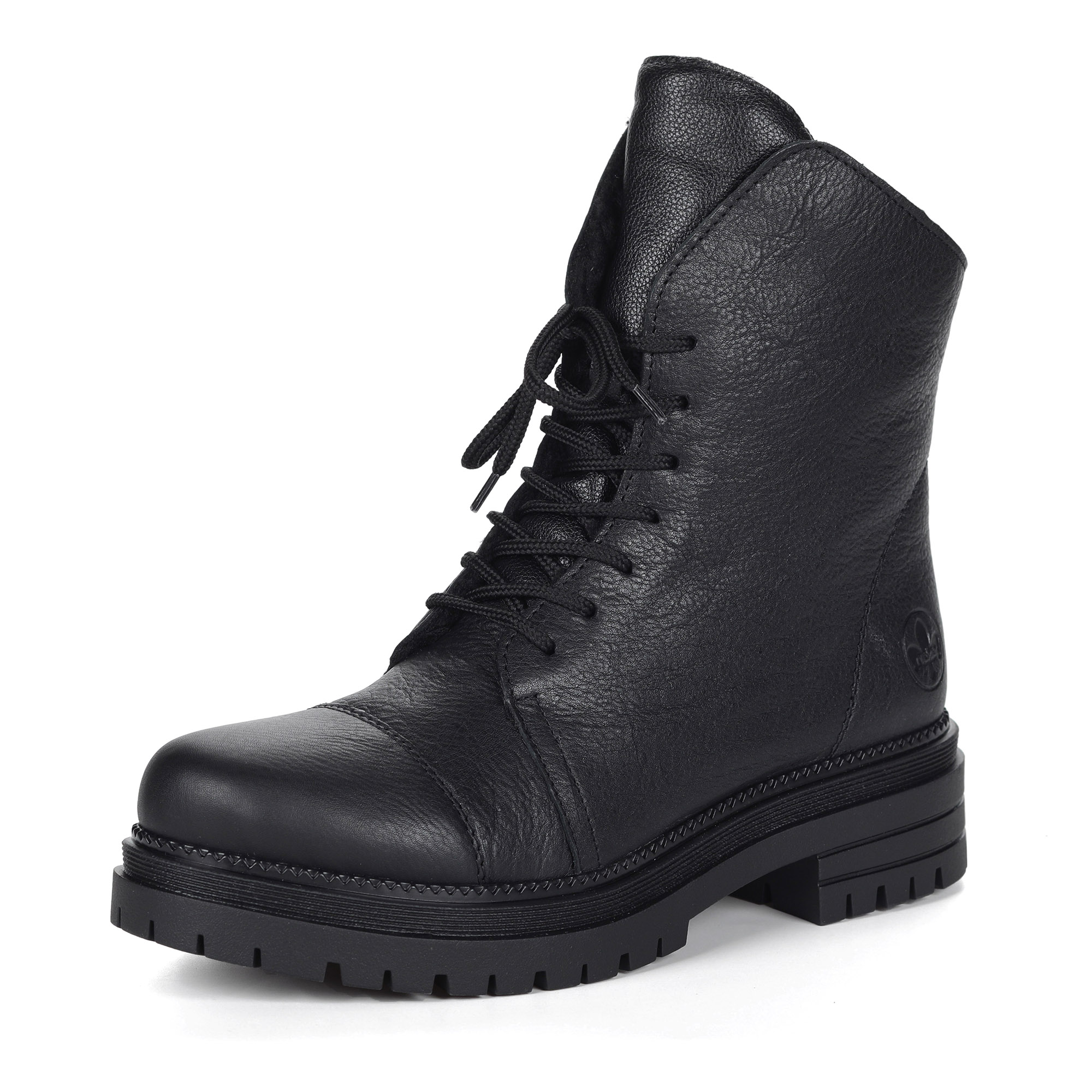 Черные ботинки из кожи на подкладке из искусственной шерсти на утолщенной подошве Rieker, размер 36, цвет черный - фото 8