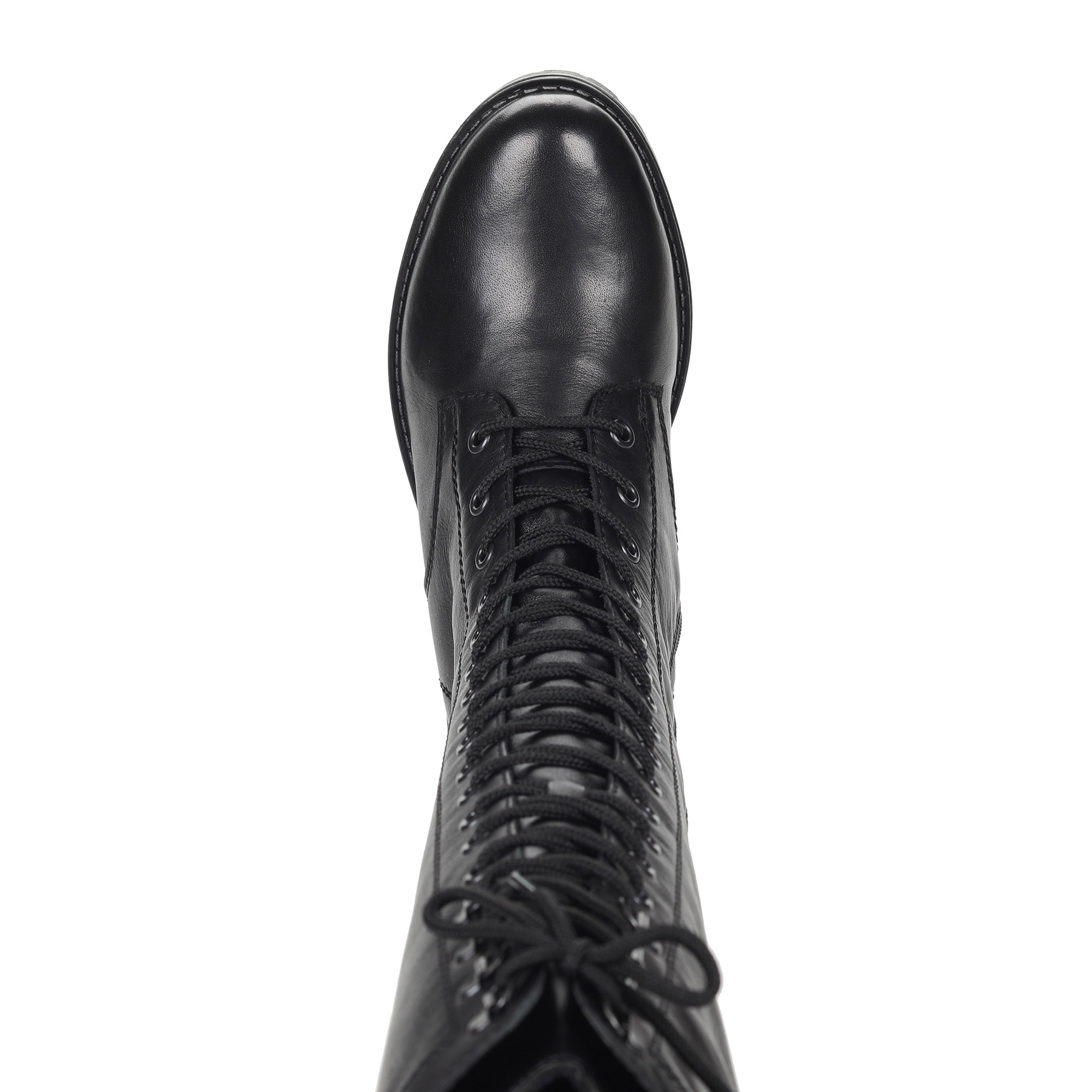 Черные сапоги на шнуровке из кожи на подкалдке из натуральной шерсти Remonte, размер 37, цвет черный - фото 6