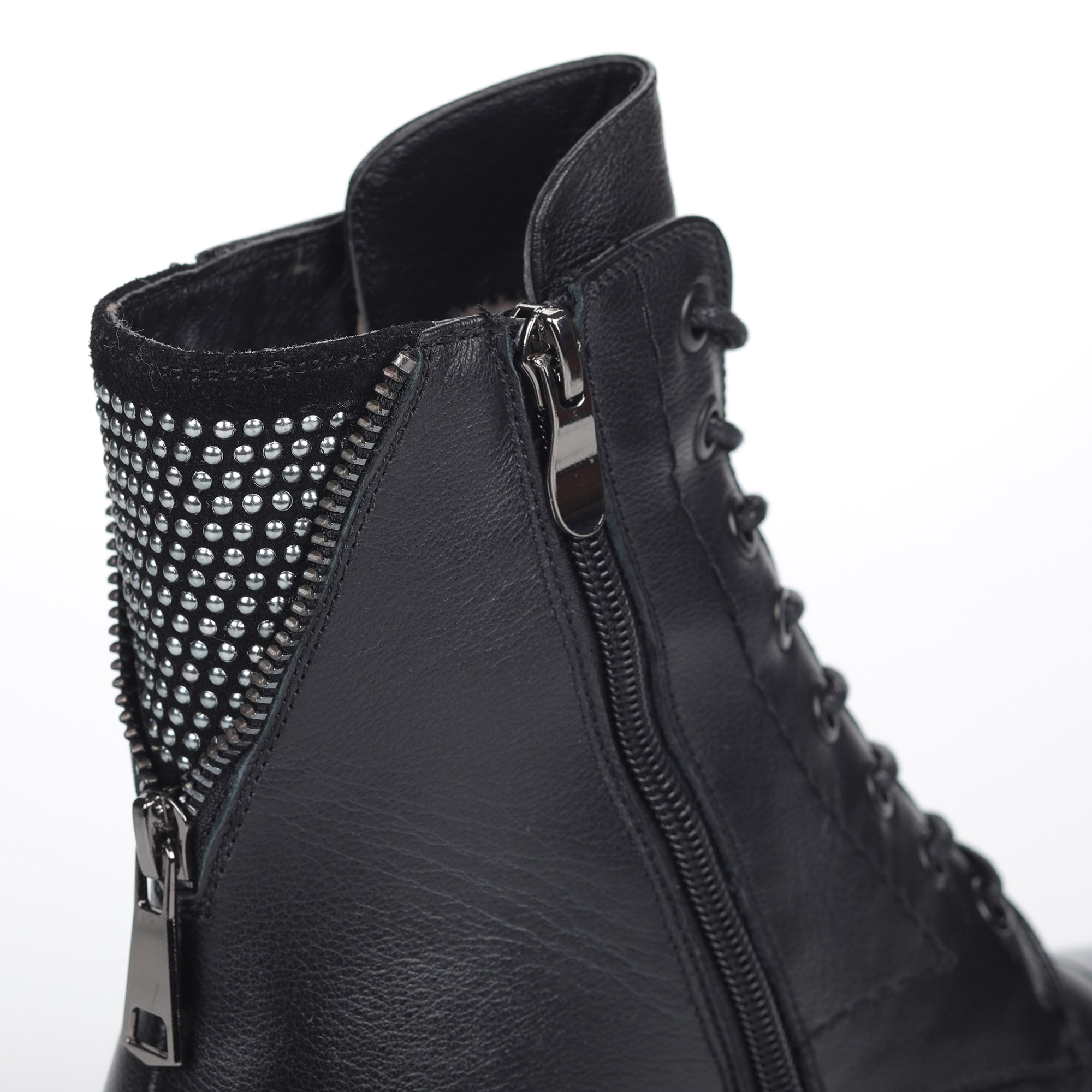Черные ботинки из кожи на шнуровке Respect, размер 38, цвет черный - фото 8