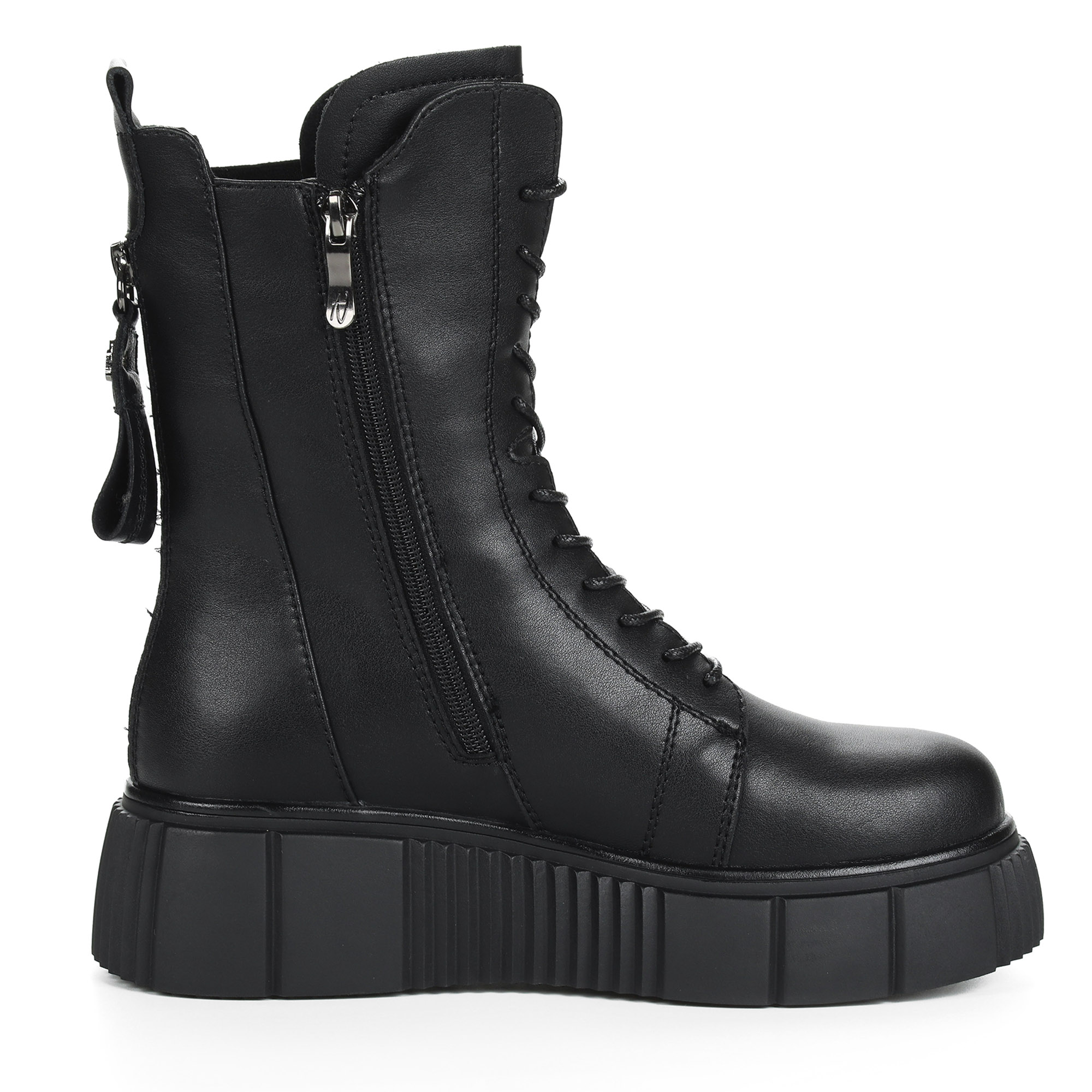 Черные спортивные ботинки на шнуровке из кожи на подкладке из натуральной шерсти Respect, размер 38, цвет черный - фото 4