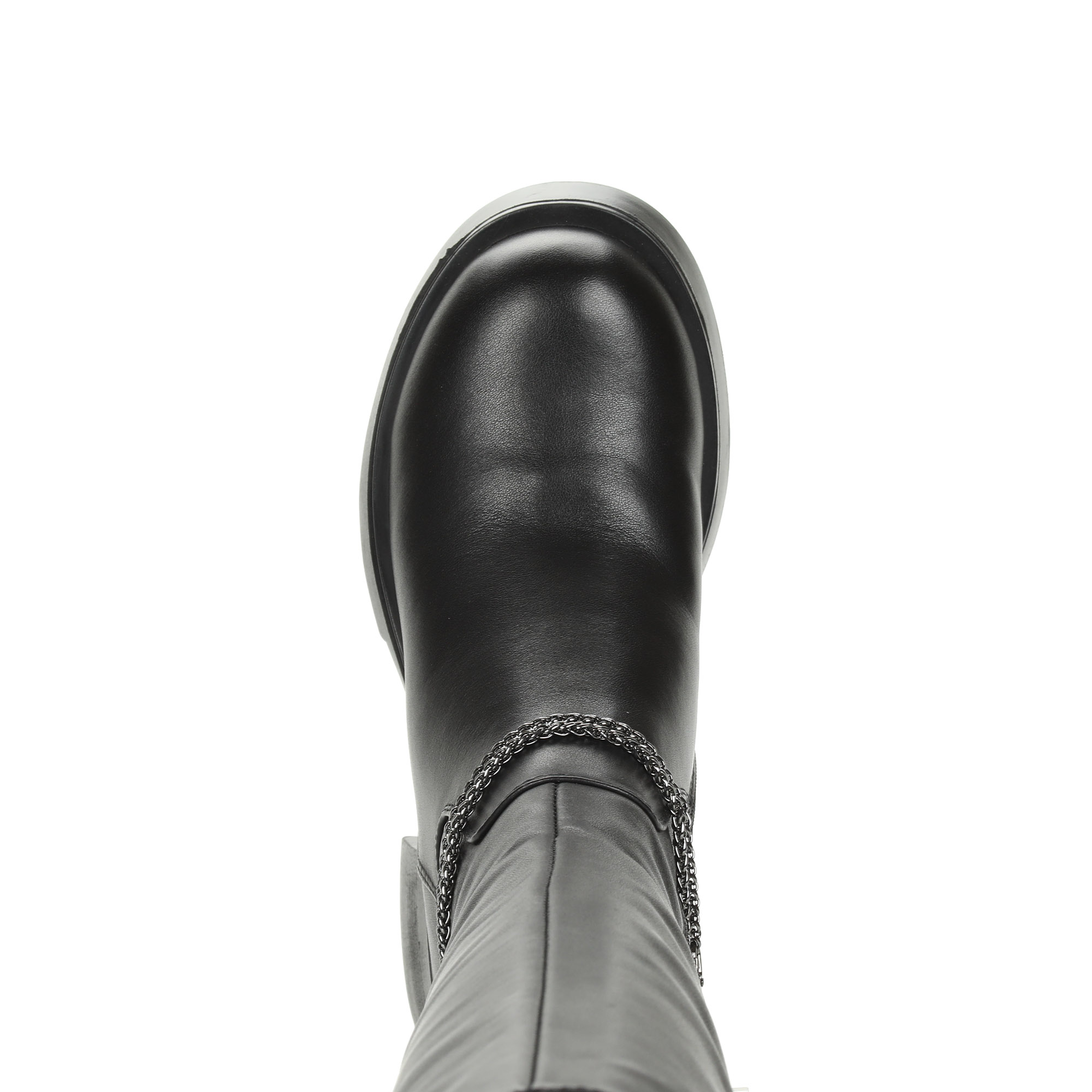 Черные сапоги из кожи на подкладке из комбинированных материалов на утолщенной подошве на устойчивом каблуке Respect, размер 37, цвет черный - фото 6
