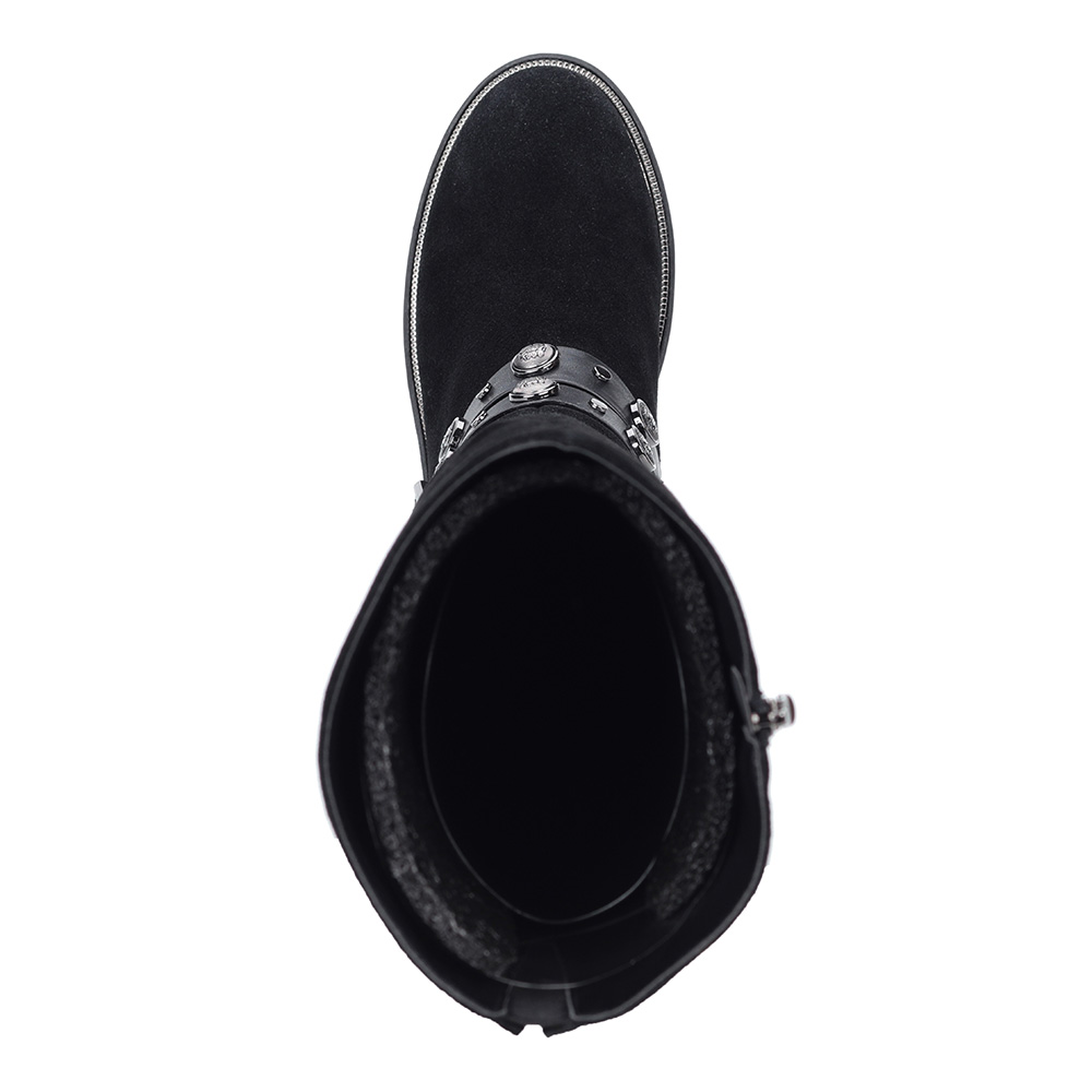 Черные ботфорты из велюра с ремешками Respect, размер 38, цвет черный - фото 6