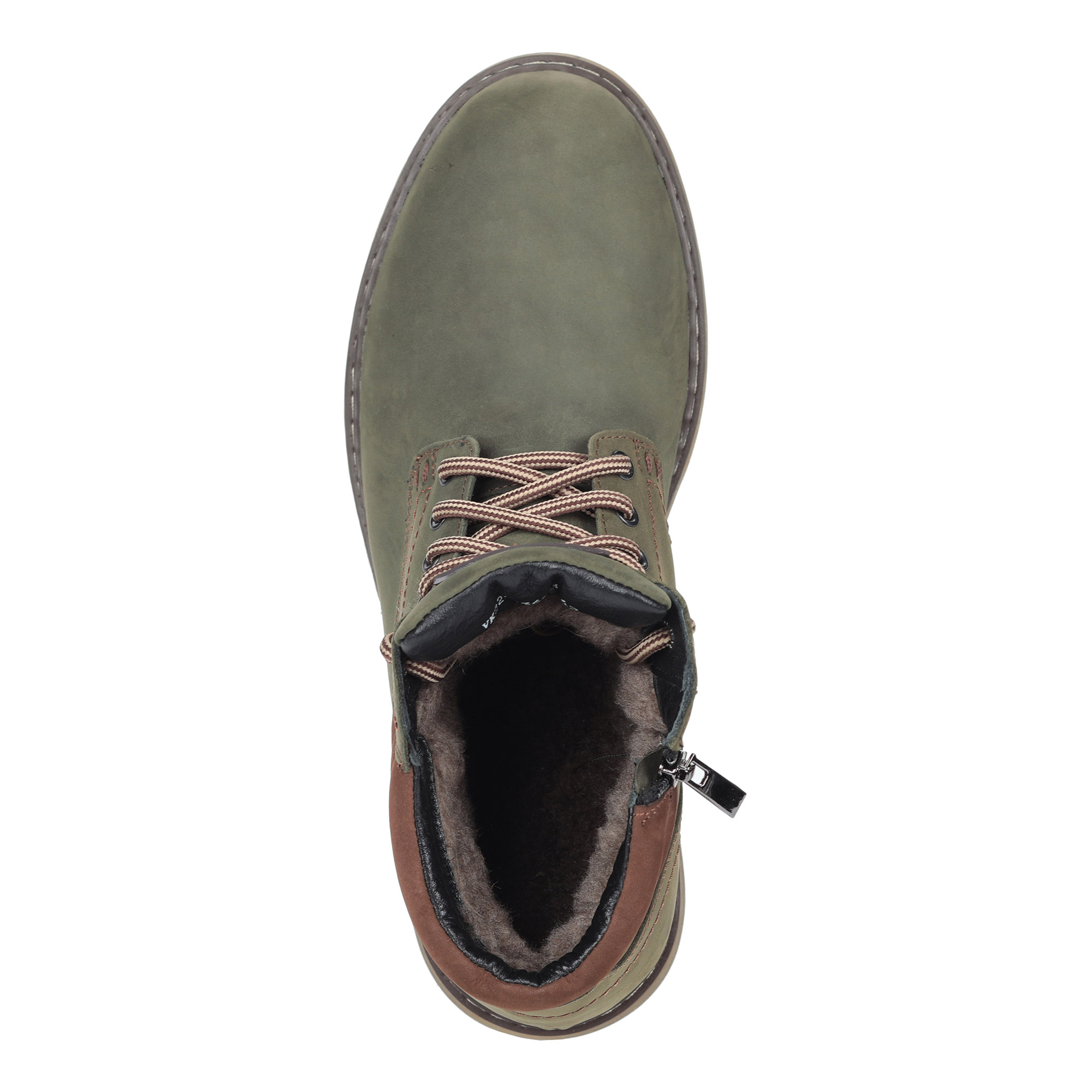 фото Зеленые ботинки из нубука на шерсти respect