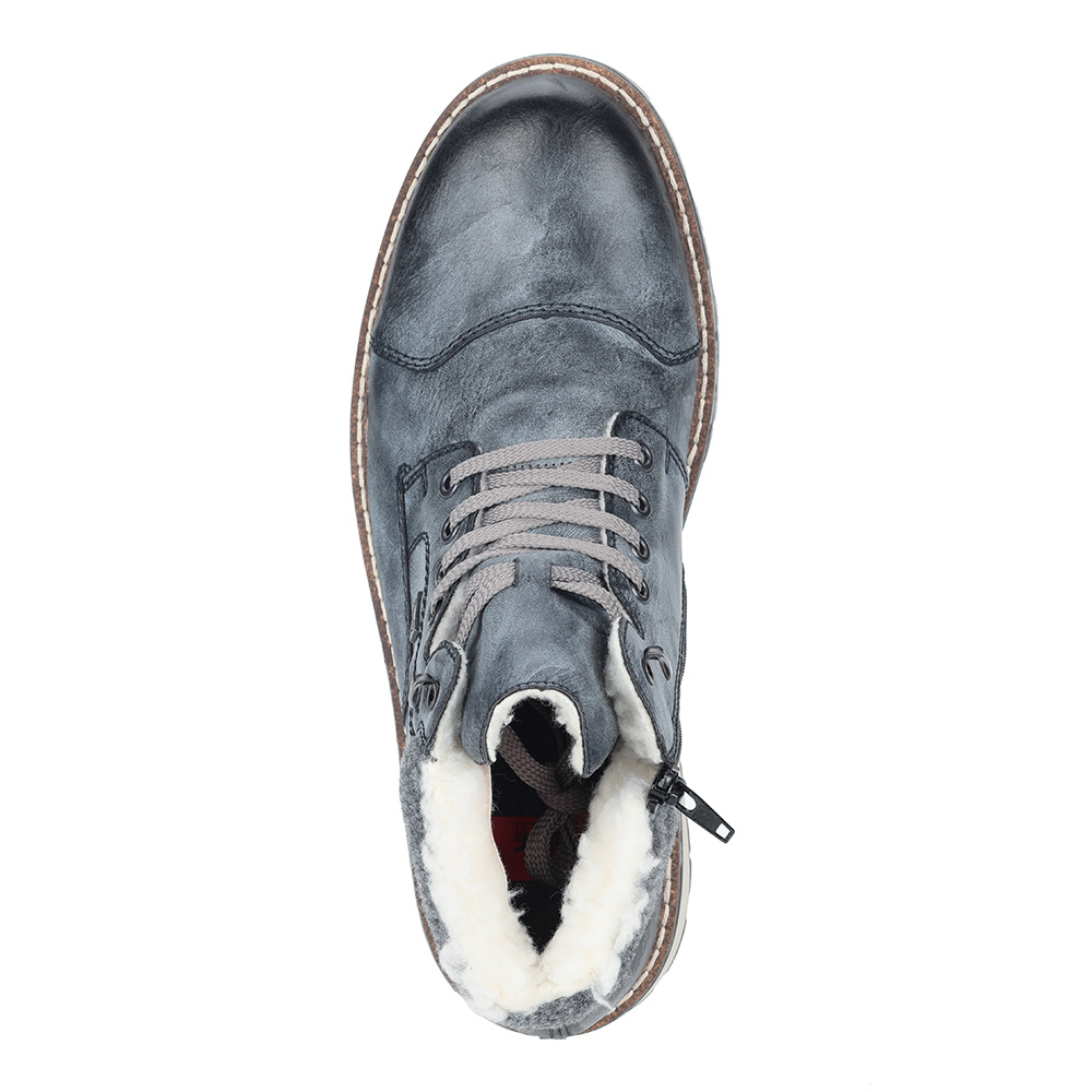фото Синие ботинки из экокожи на шерсти rieker