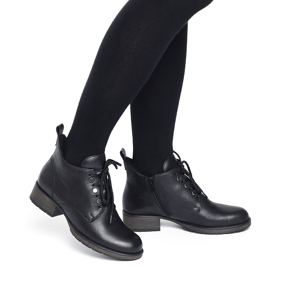 Черные ботинки на шнуровке из экокожи Rieker, размер 37, цвет черный - фото 2