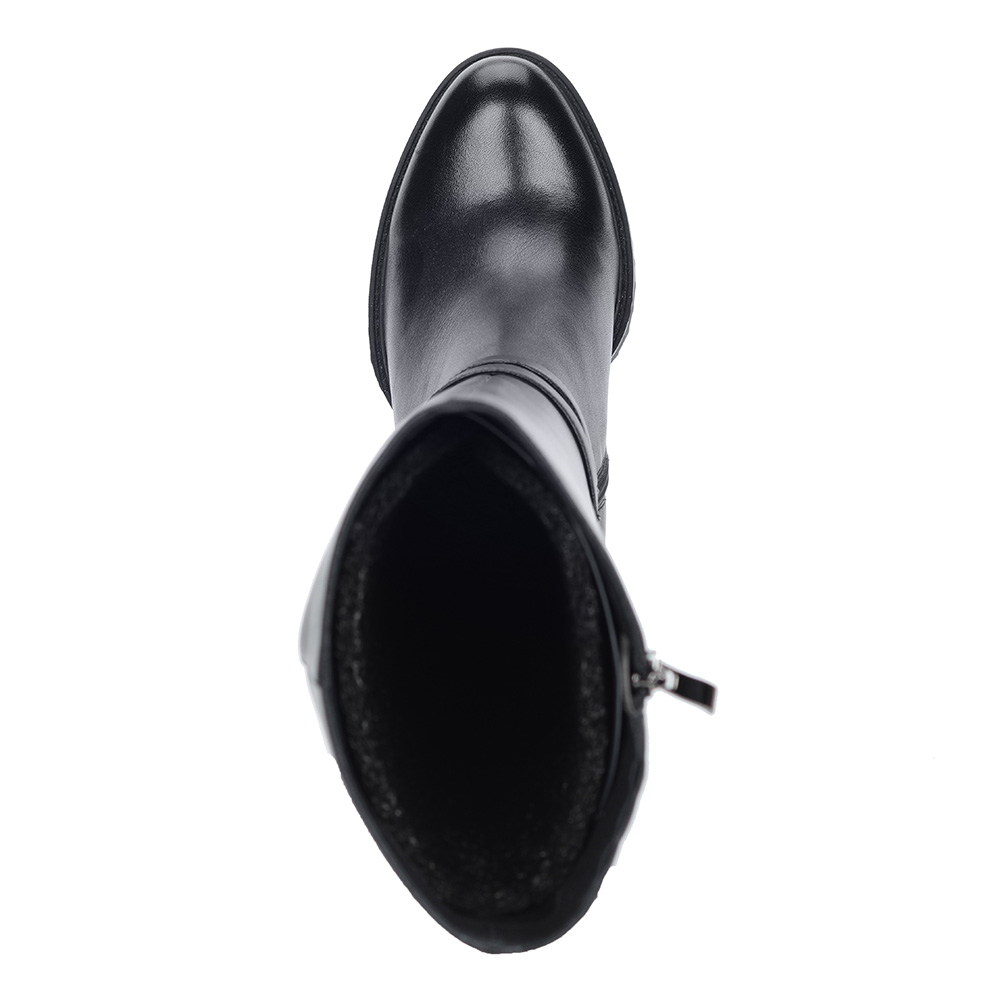 Черные сапоги из кожи на устойчивом каблуке Respect, размер 39, цвет черный - фото 7
