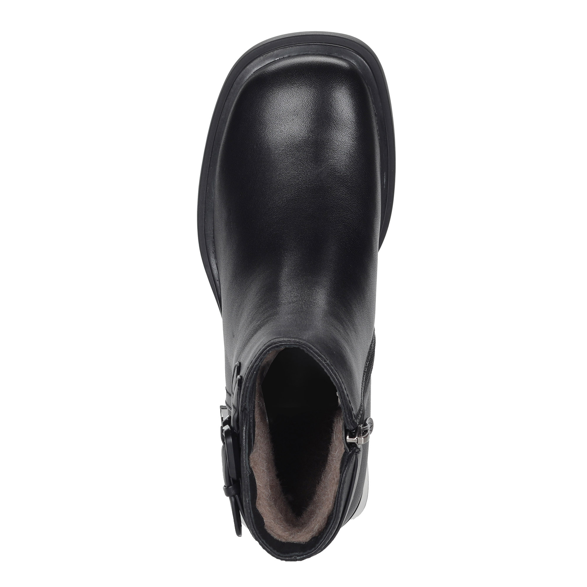 Черные ботильоны из кожи на подкалдке из натуральной шерсти на квадратном каблуке Respect, размер 36, цвет черный - фото 7