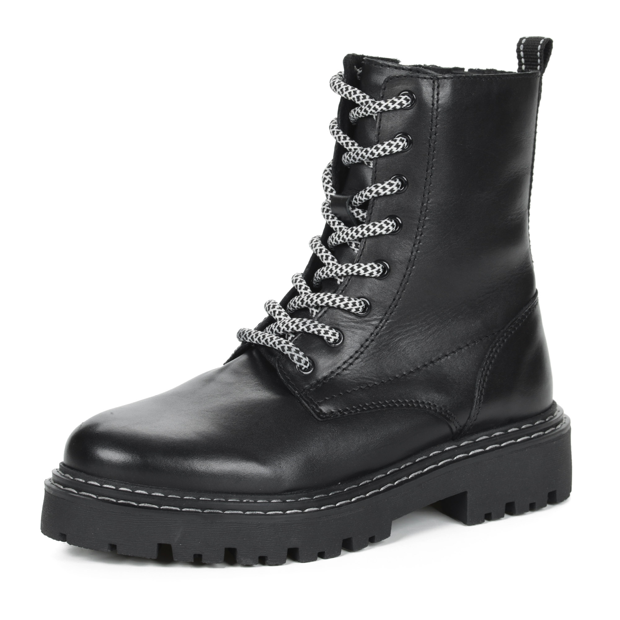 Черные ботинки на шнурках из кожи на подкладке из натуральной шерсти на тракторной подошве MARCO TOZZI PREMIO, размер 36, цвет черный - фото 3