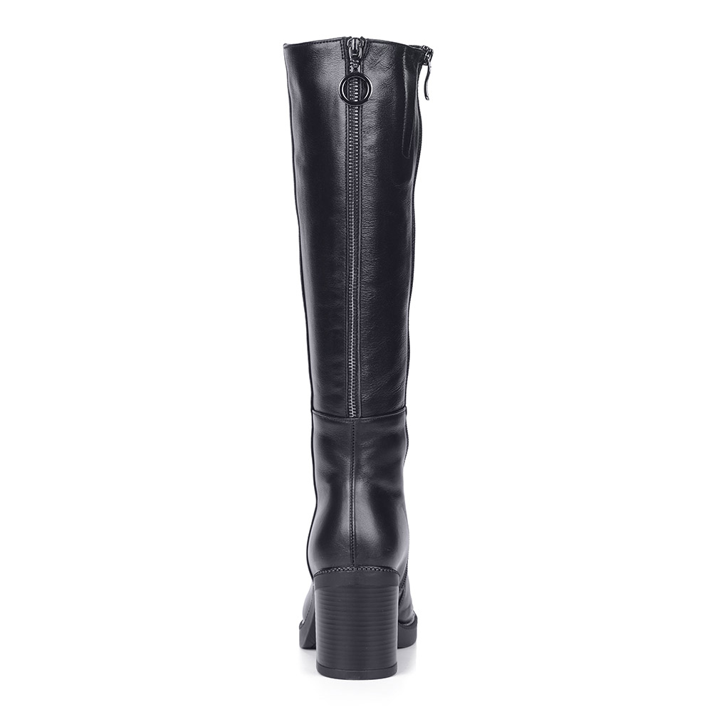 Черные кожаные сапоги на каблуке из кожи Respect, размер 36, цвет черный - фото 5