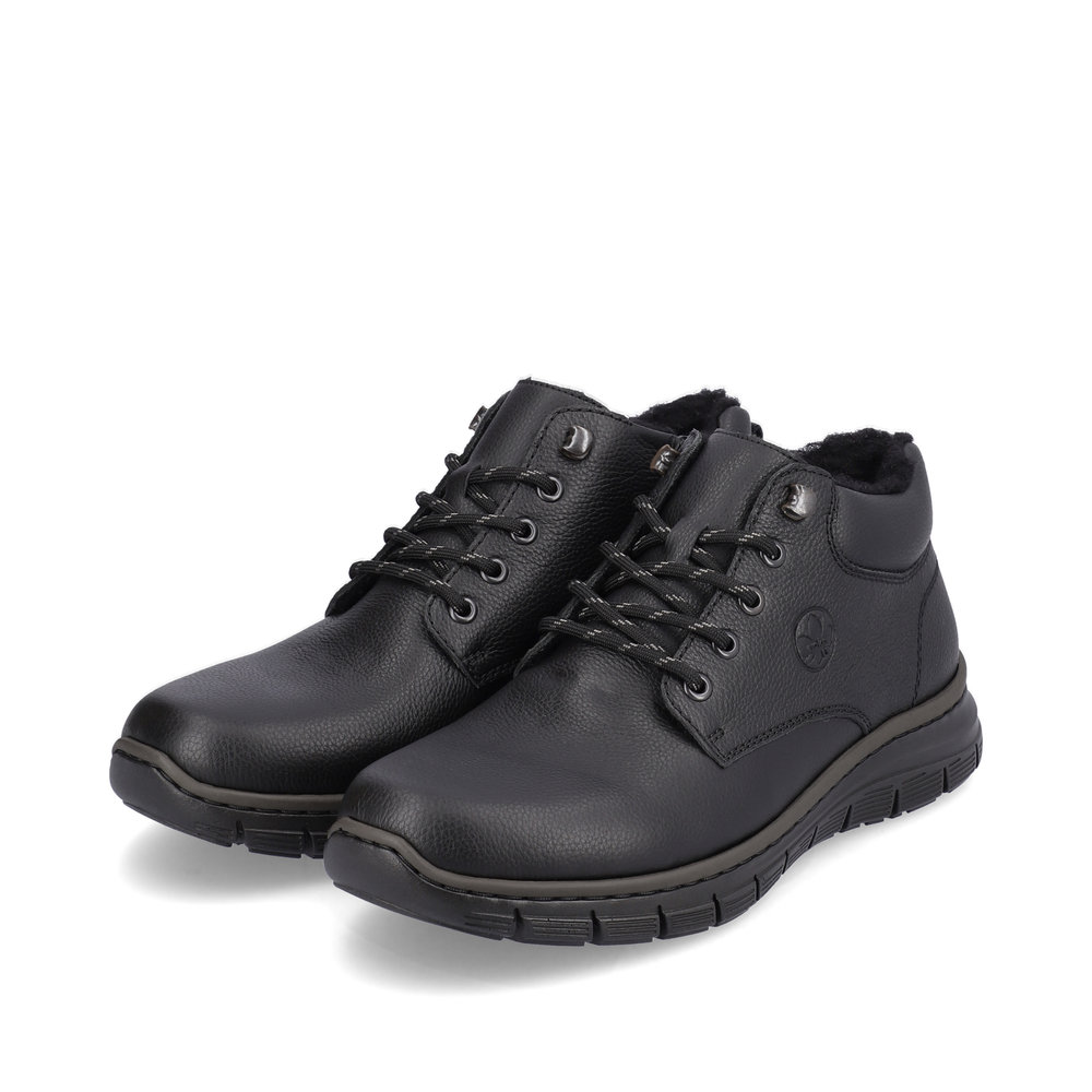 Черные утепленные ботинки из кожи и экокожи Rieker, цвет черный - фото 9