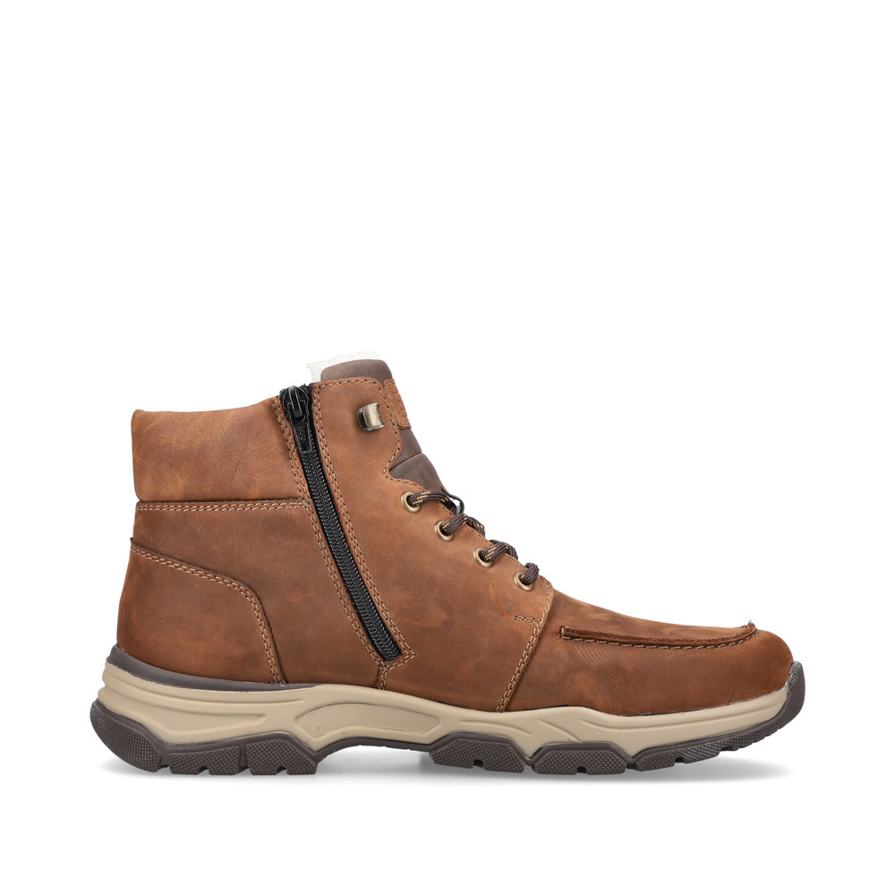 Коричневые ботинки из комбинированных материалов на подкладке из шерсти Rieker, цвет коричневый - фото 3