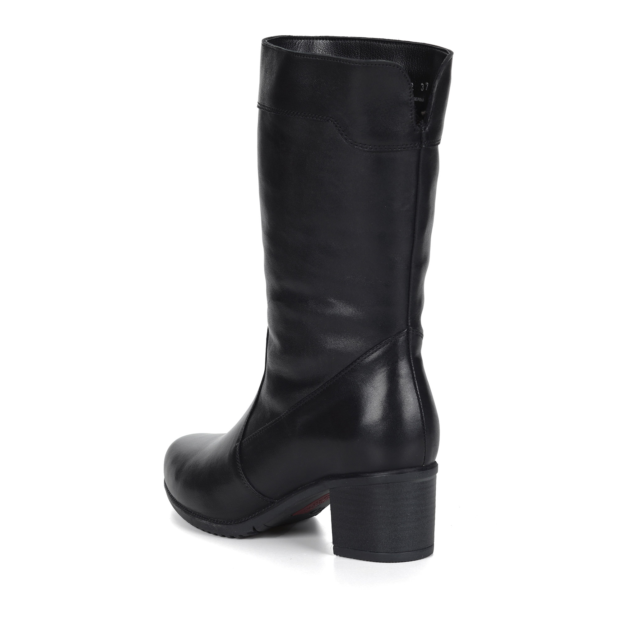 Черные сапоги из кожи на подкладке из натурального меха на устойчивом каблуке Olivia, размер 39, цвет черный - фото 4