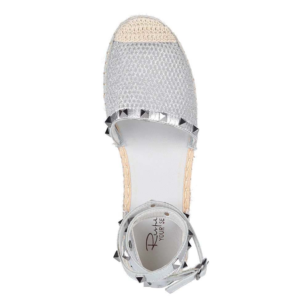Серебряные сандалии из текстиля от Respect-shoes