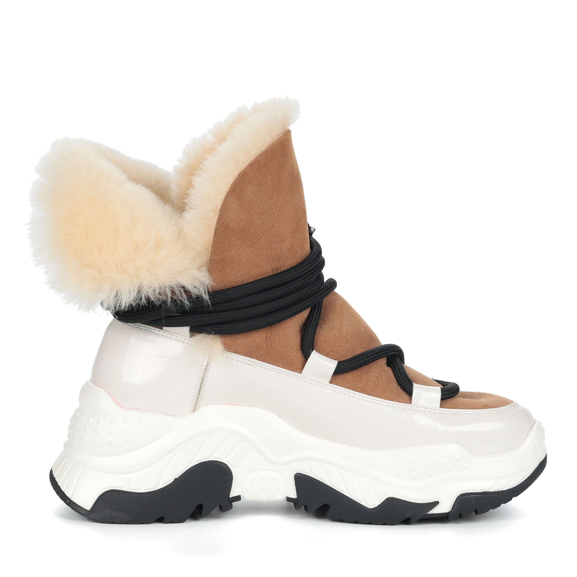 Бело-бежевые ботинки из комбинированных материалов Respect, цвет белый - фото 3