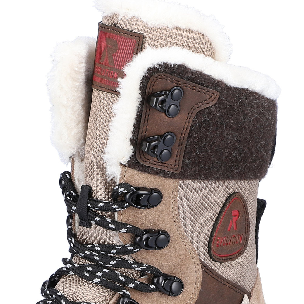 Бежевые утепленные ботинки хайкеры из велюра и текстиля Rieker Evolution, цвет бежевый - фото 11