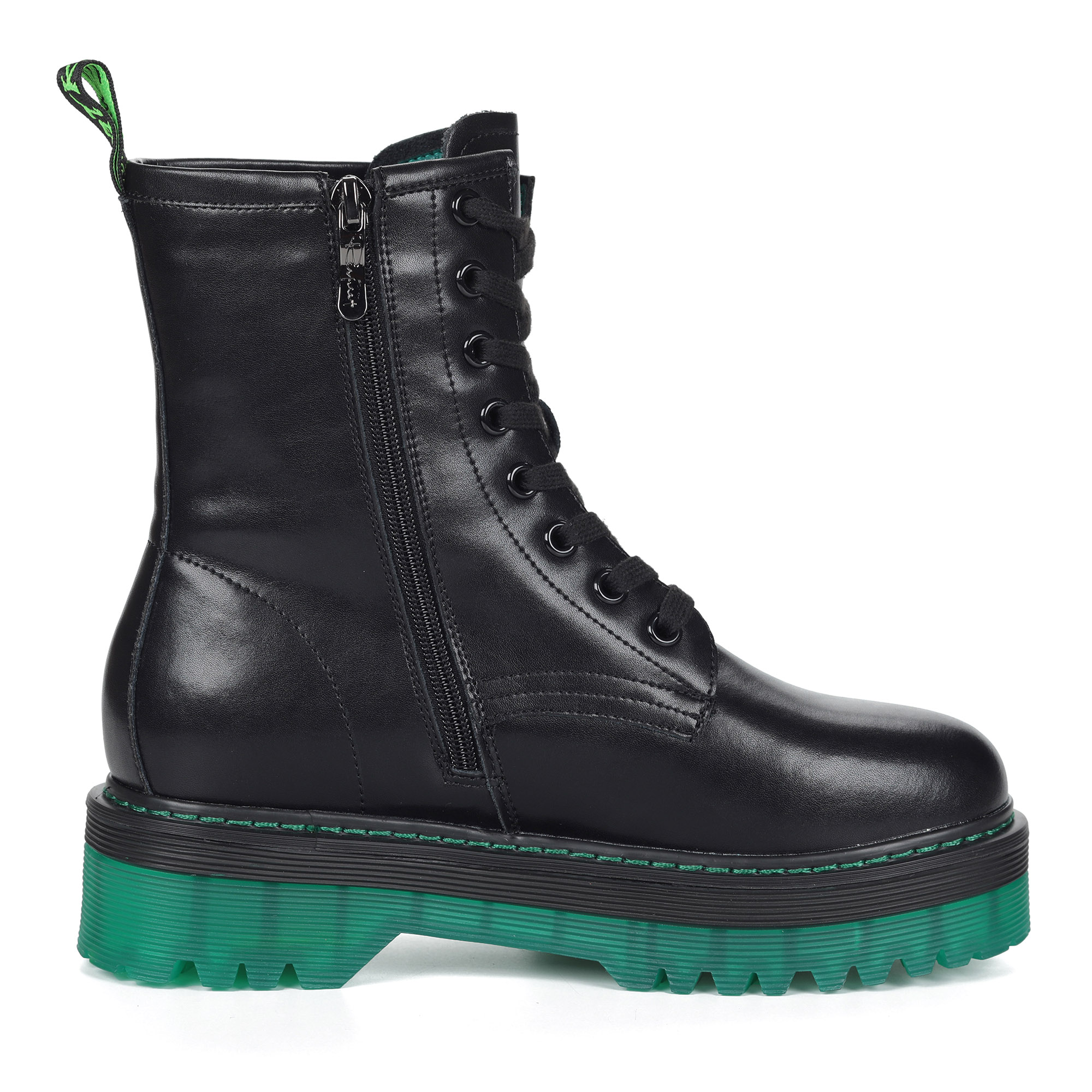 Черные ботинки из кожи на подкладке из натуральной шерсти на зеленой подошве Respect, размер 37, цвет черный - фото 3