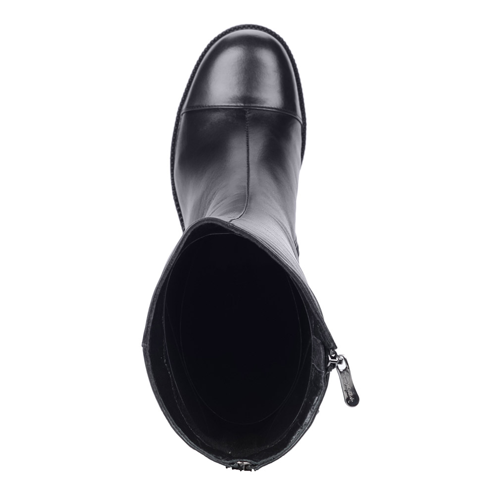 Черные кожаные сапоги на каблуке из кожи Respect, размер 36, цвет черный - фото 6