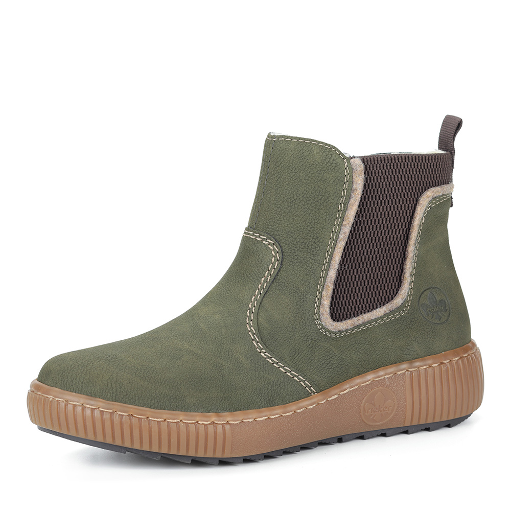 Зеленые ботинки из экокожи без шнуровки Rieker, размер 39, цвет зеленый - фото 1