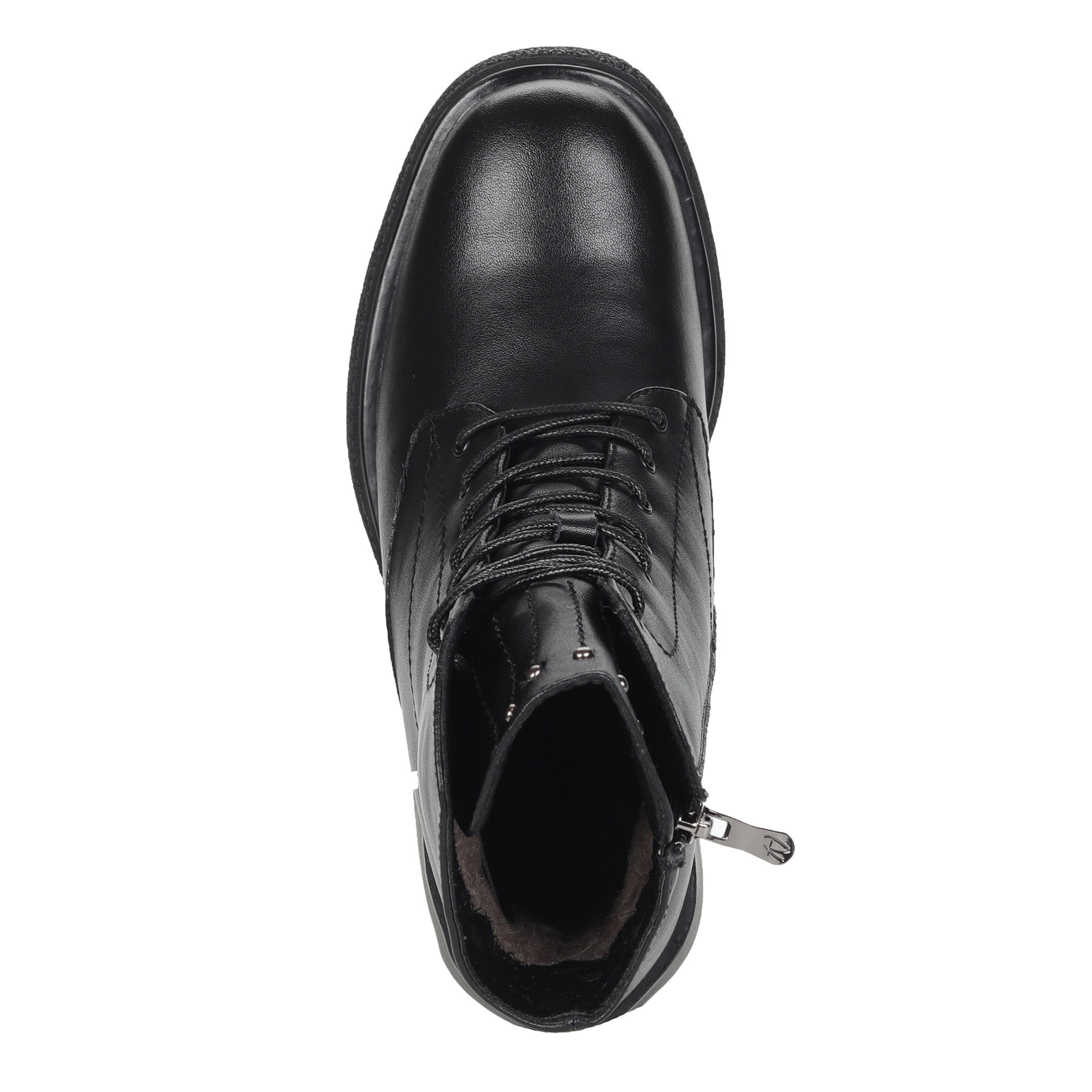 фото Черные ботинки из кожи на подкладке из натуральной шерсти respect