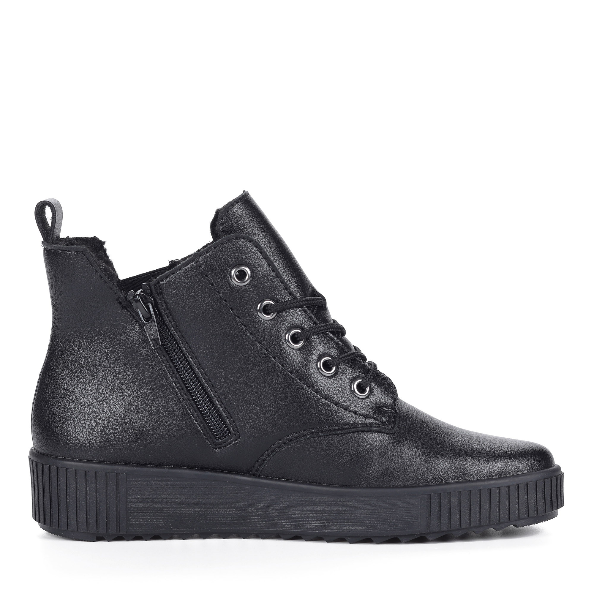 Черные ботинки из экокожи на шнуровке Rieker, размер 38, цвет черный - фото 3