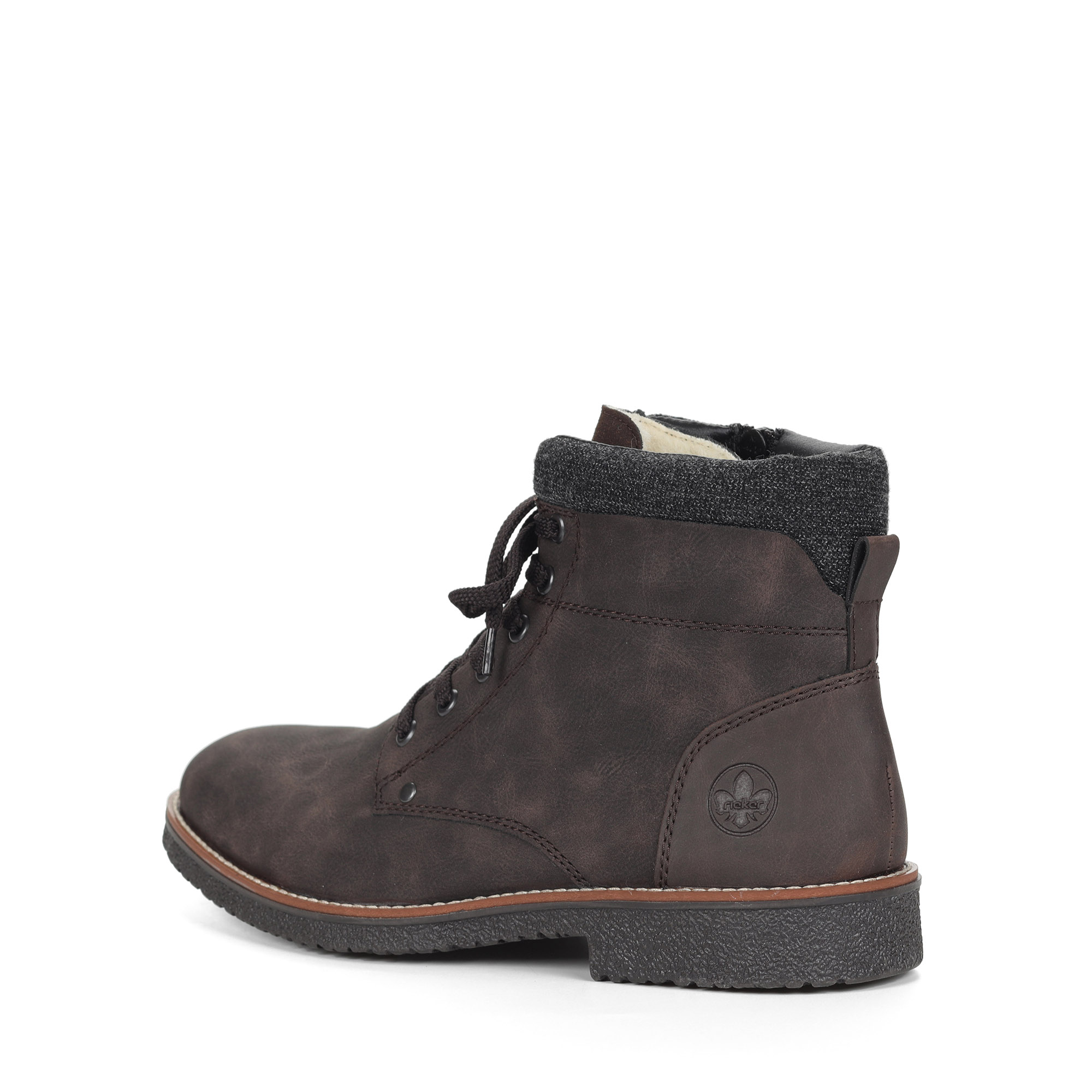 Коричневые ботинки из экокожи на подкладке из натуральной шерсти на шнурках Rieker, размер 41, цвет коричневый - фото 4