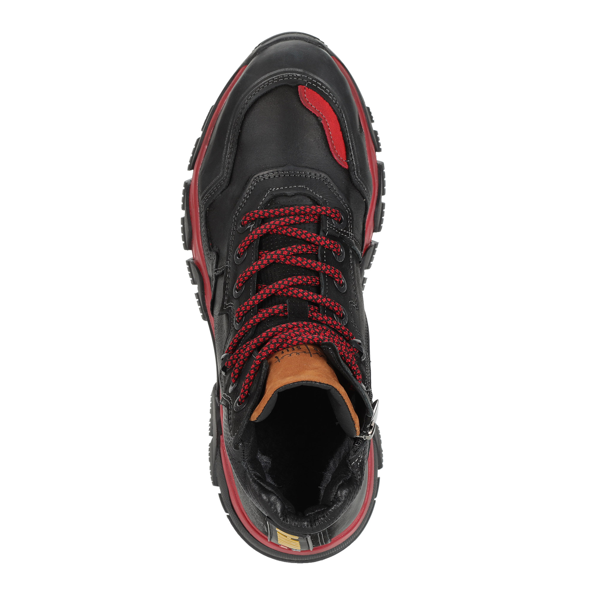 черно красные кроссовки из нубука на подкладке из натуральной шерсти на утолщенной подошве Respect, размер 42, цвет черный - фото 5
